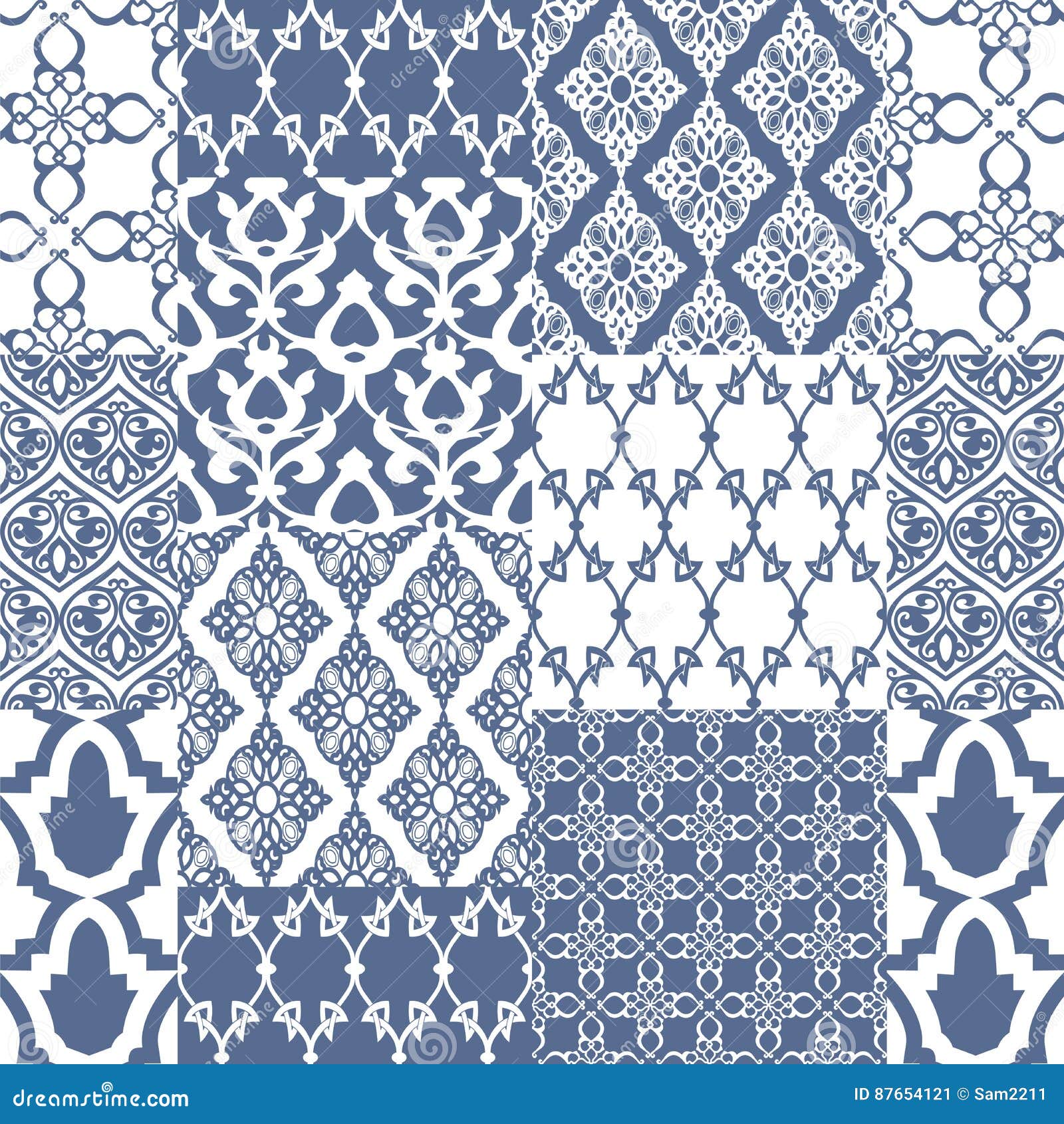 blue seamless patternwith oriental motif.
