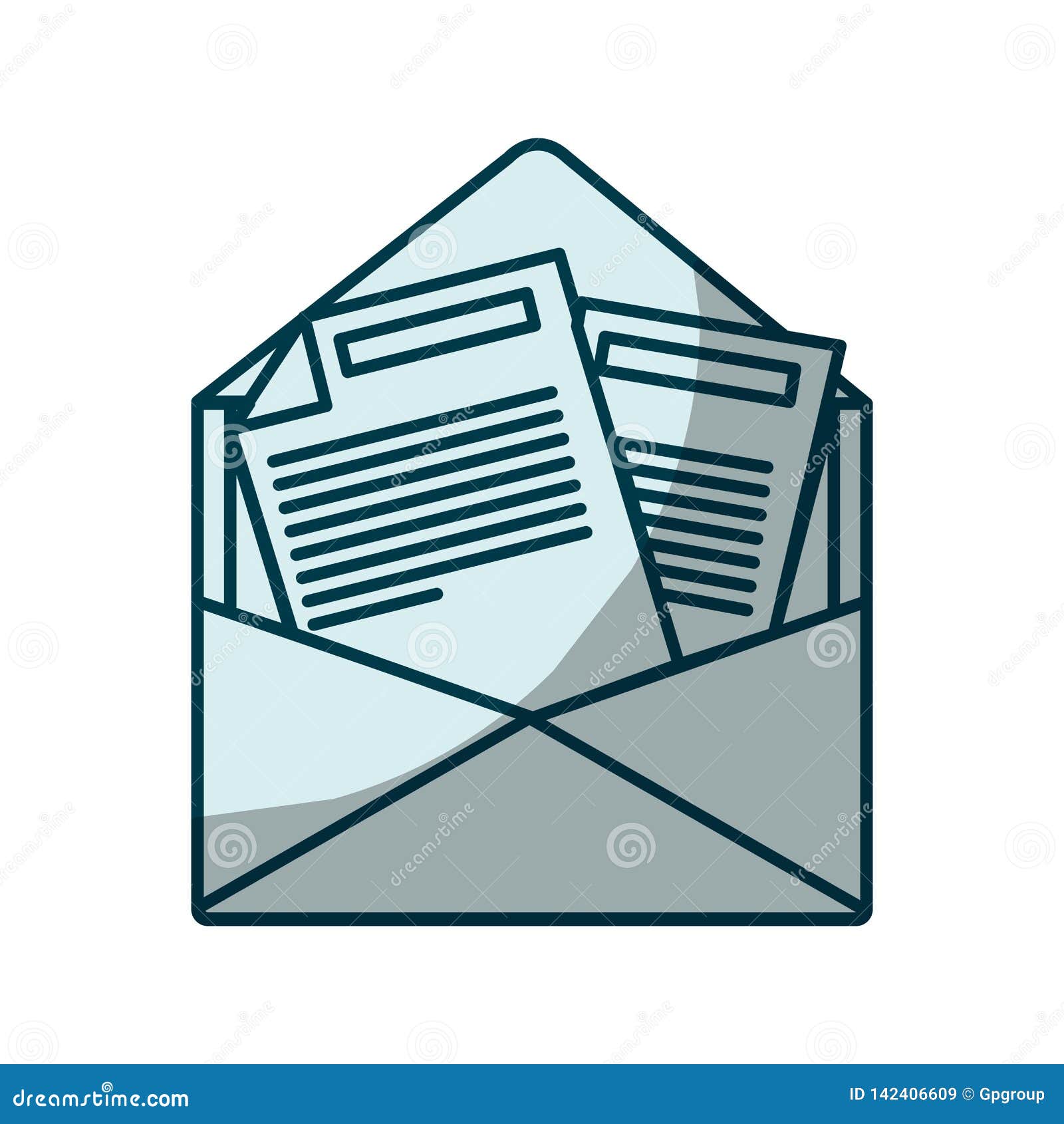 Download Blue Shading Silhouette Of Opened Envelope Mail Stock ...
