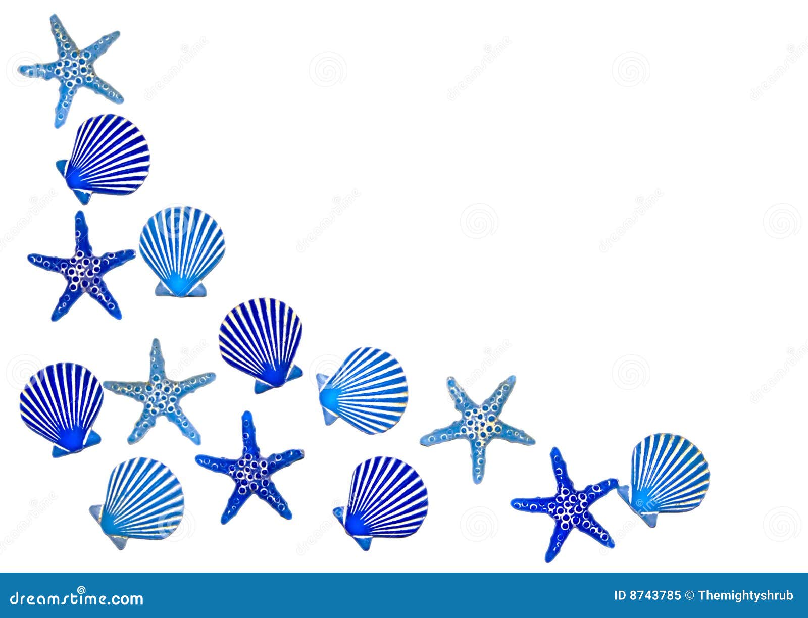 Blue shell border stock image. Image of white, isolated - 8743785