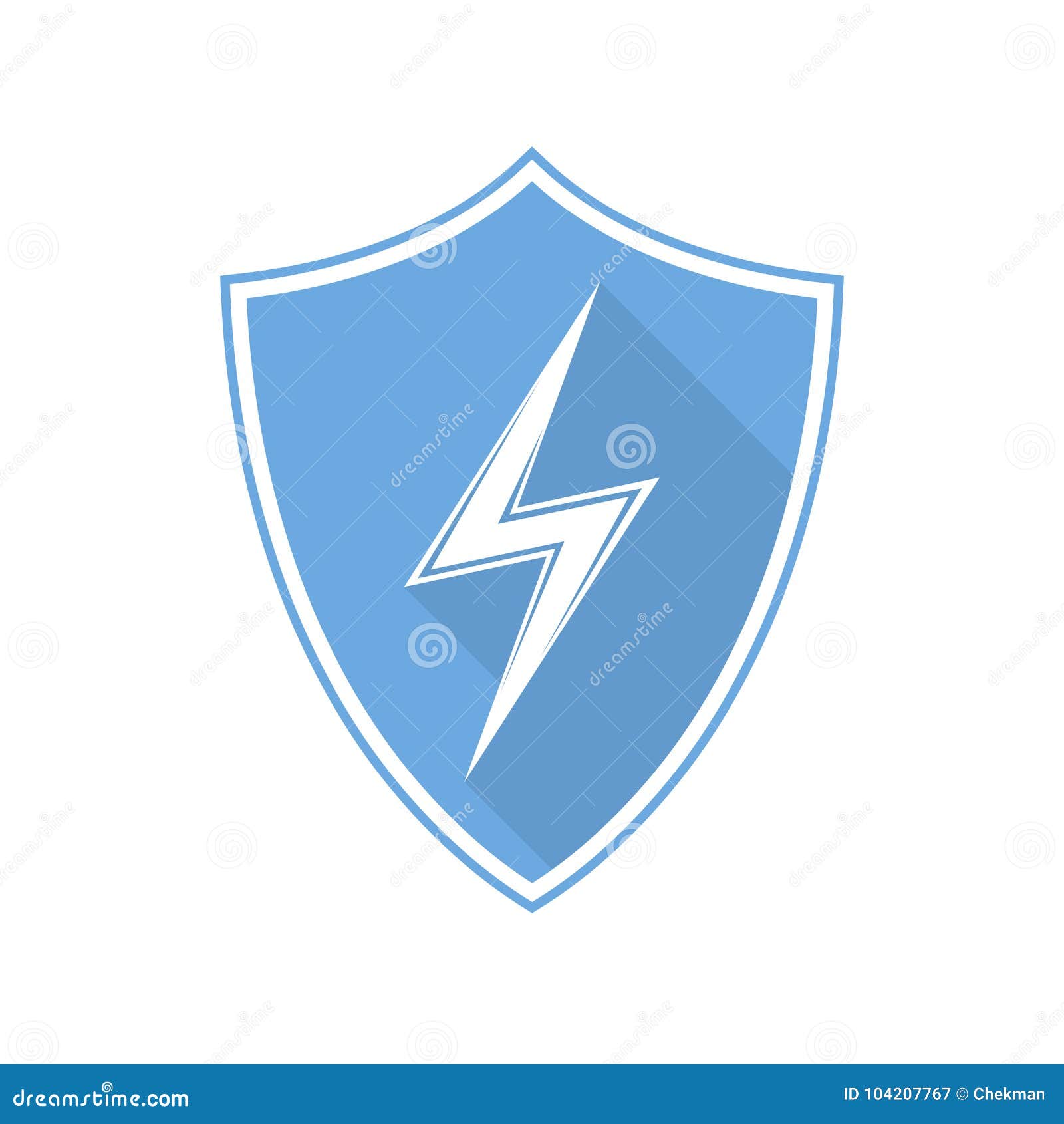 Blue Shield with Lightning Icon. Vector Illustration Stock Illustration