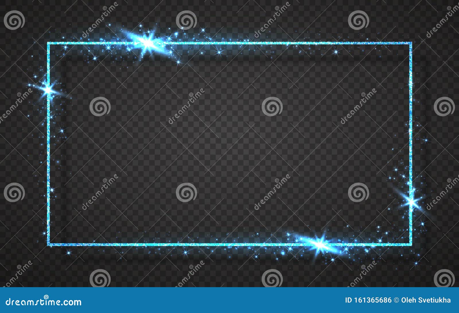 Blue Shiny Glitter Glowing Vintage Frame With Shadows Isolated On Transparent Background Blue Luxury Realistic Rectangle Border Stock Vector Illustration Of Glare Blue 161365686