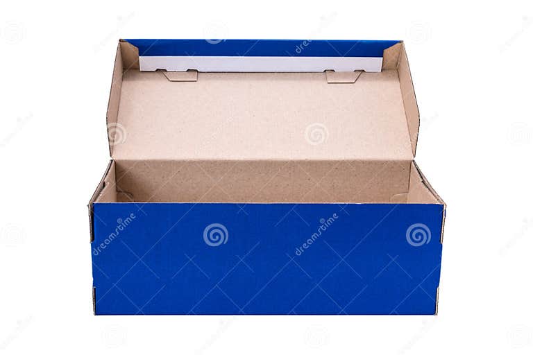 Blue Shoe Box Isolated on White Background. Stock Photo Image of