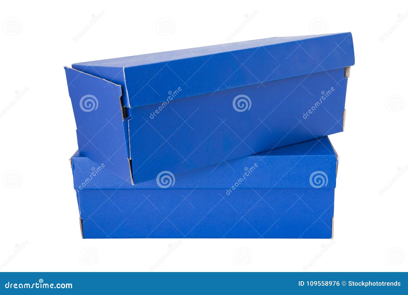 Blue Shoe Box Isolated on White Background. Stock Photo Image of