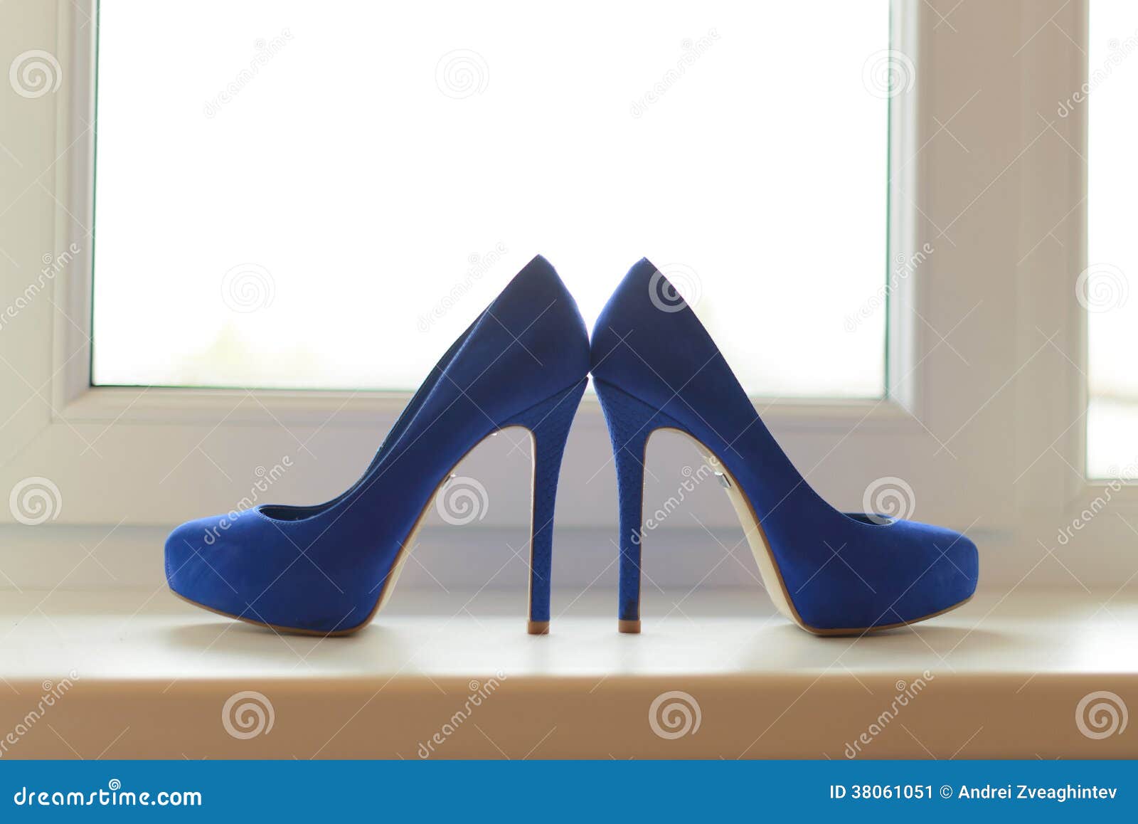 Blue Shoes on Window Sill stock image. Image of contemporary - 38061051