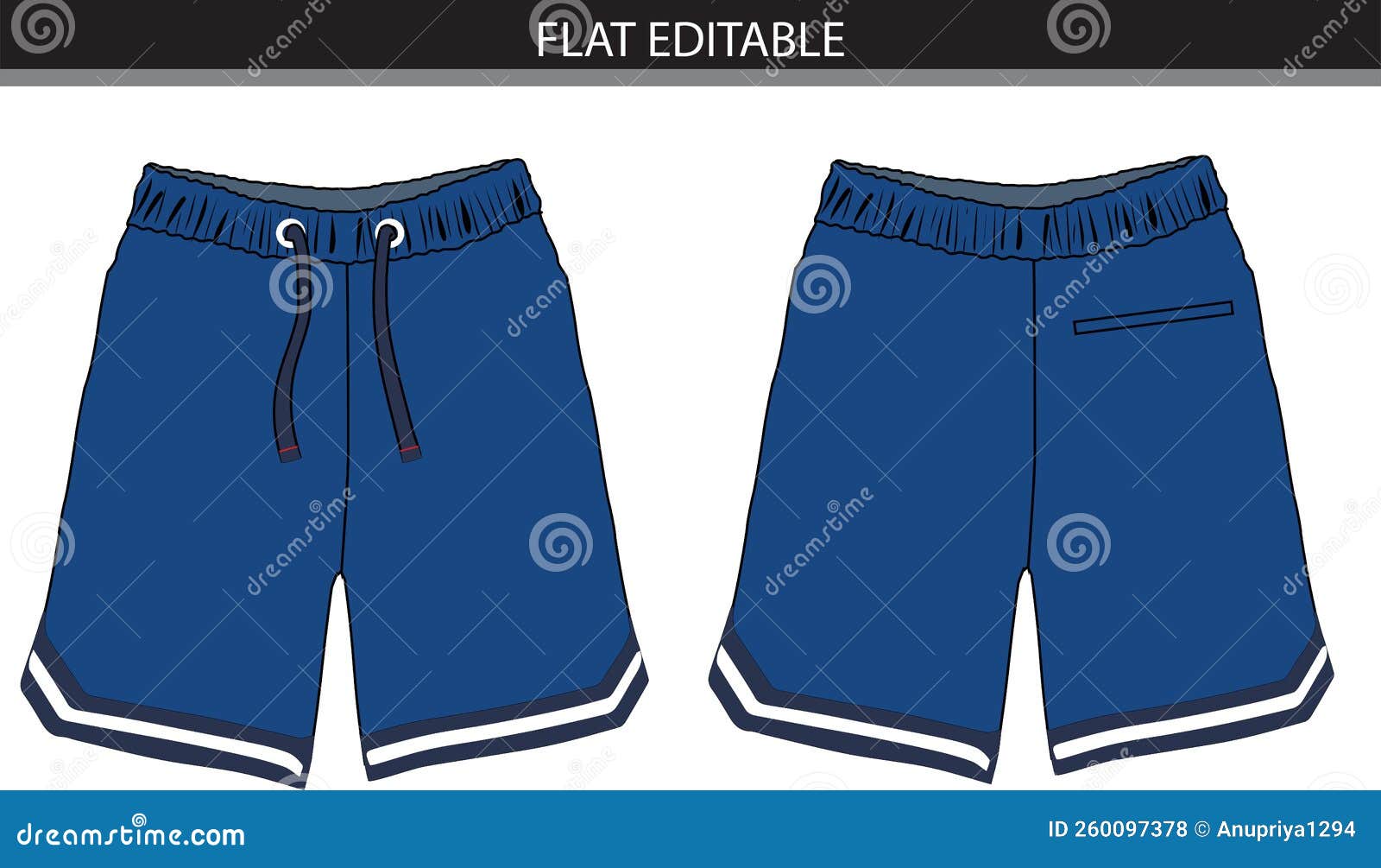 Mens shorts illustration. fashion flat sketch, vector posters for the wall  • posters design, vector, illustration | myloview.com