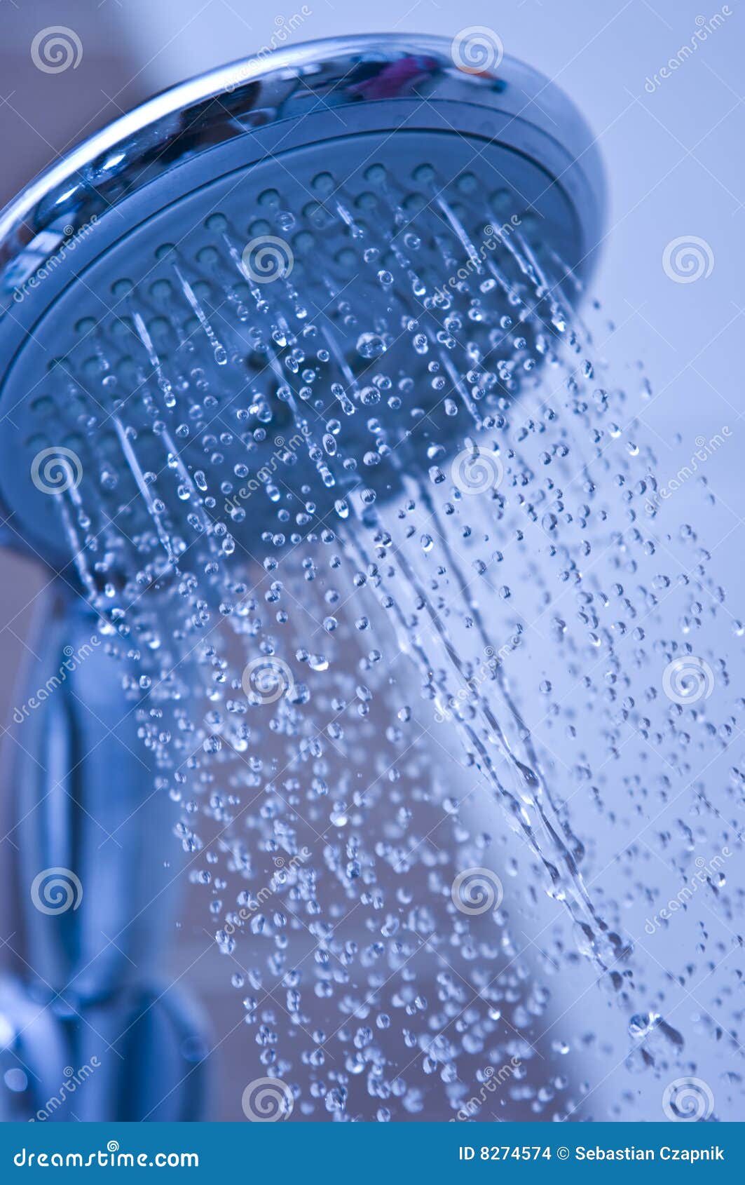 Blue shower head stock photo. Image of clear, healthy 8274574