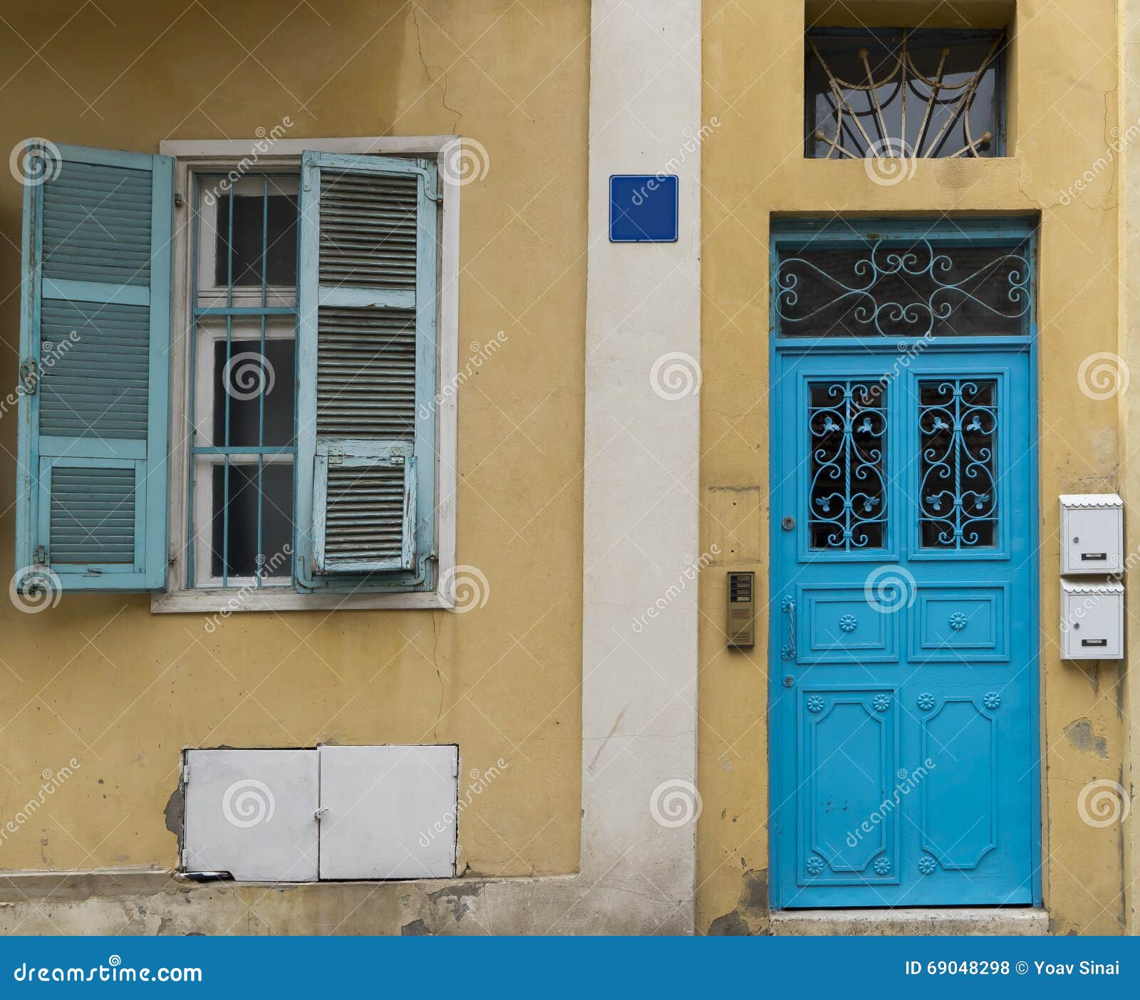 blue shutters and door neve tzedek tel-aviv israel