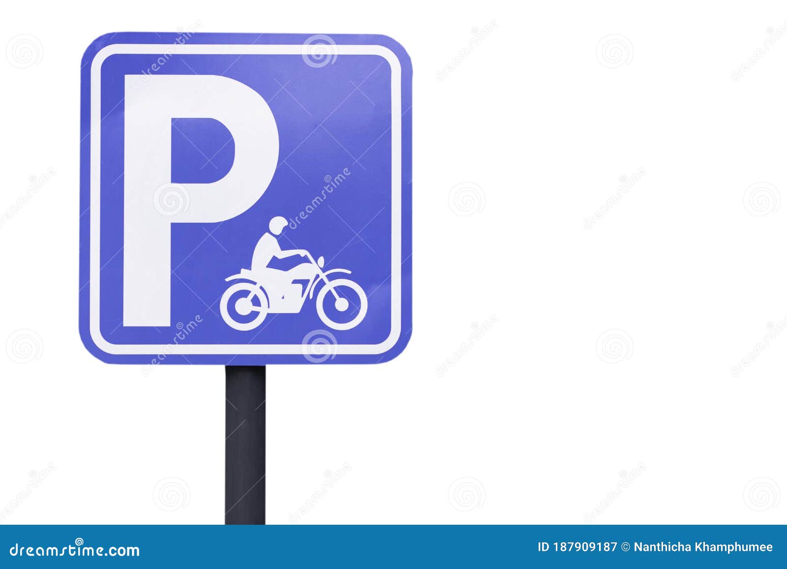 Blue Sign Board of Bicycle and Motorcycle Parking. Blue and White
