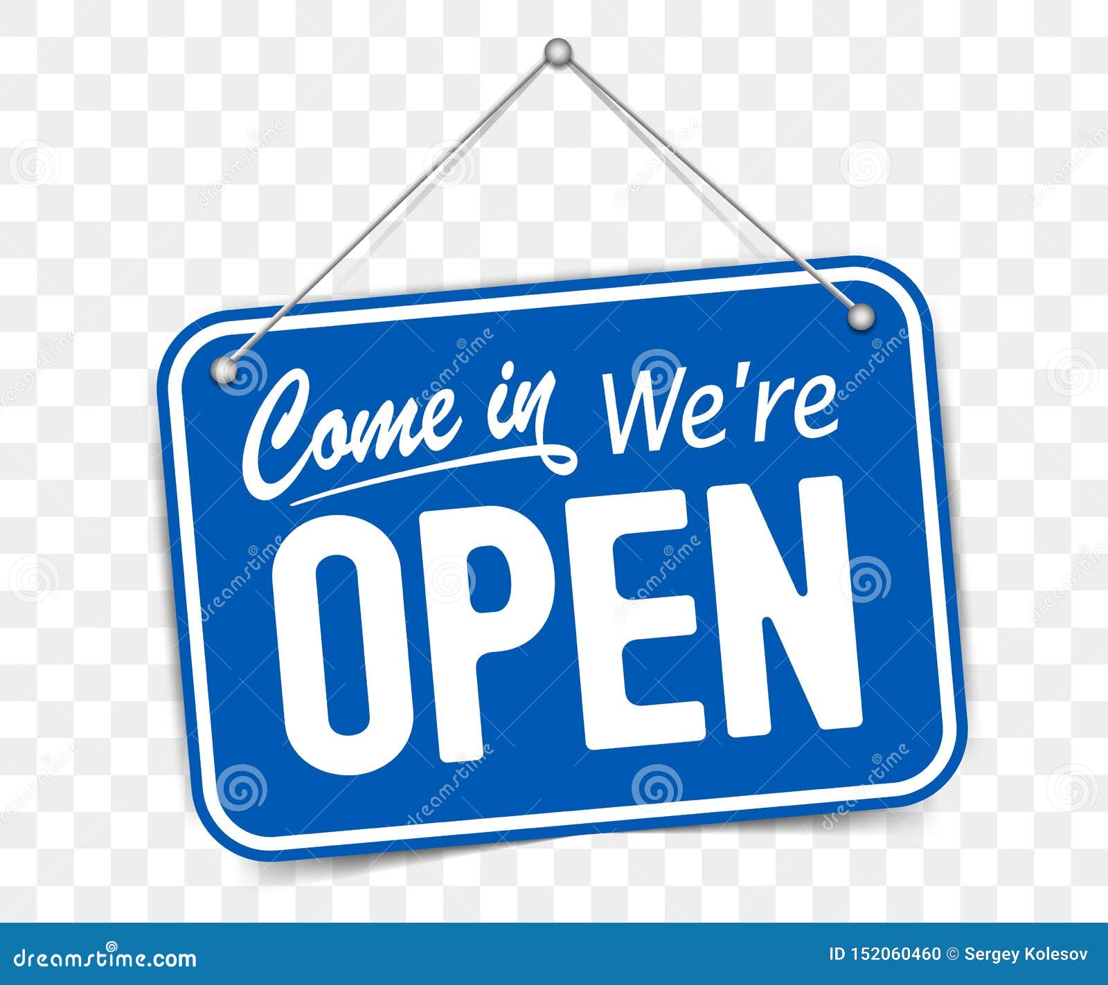 blue sign come in we are open