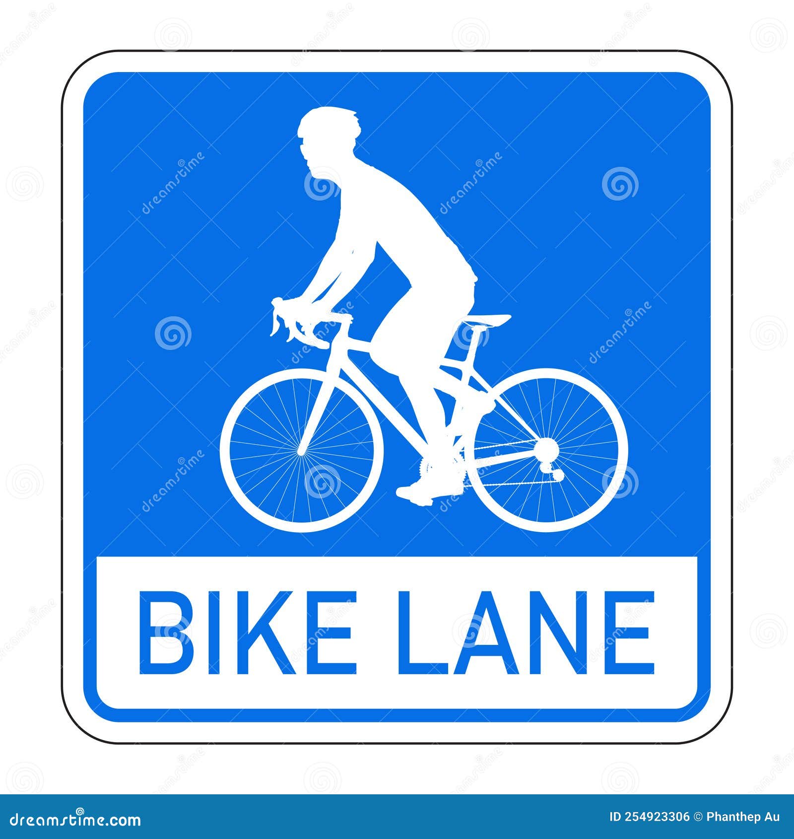 Blue Sign Informing Bicycle Lane Stock Vector Illustration of
