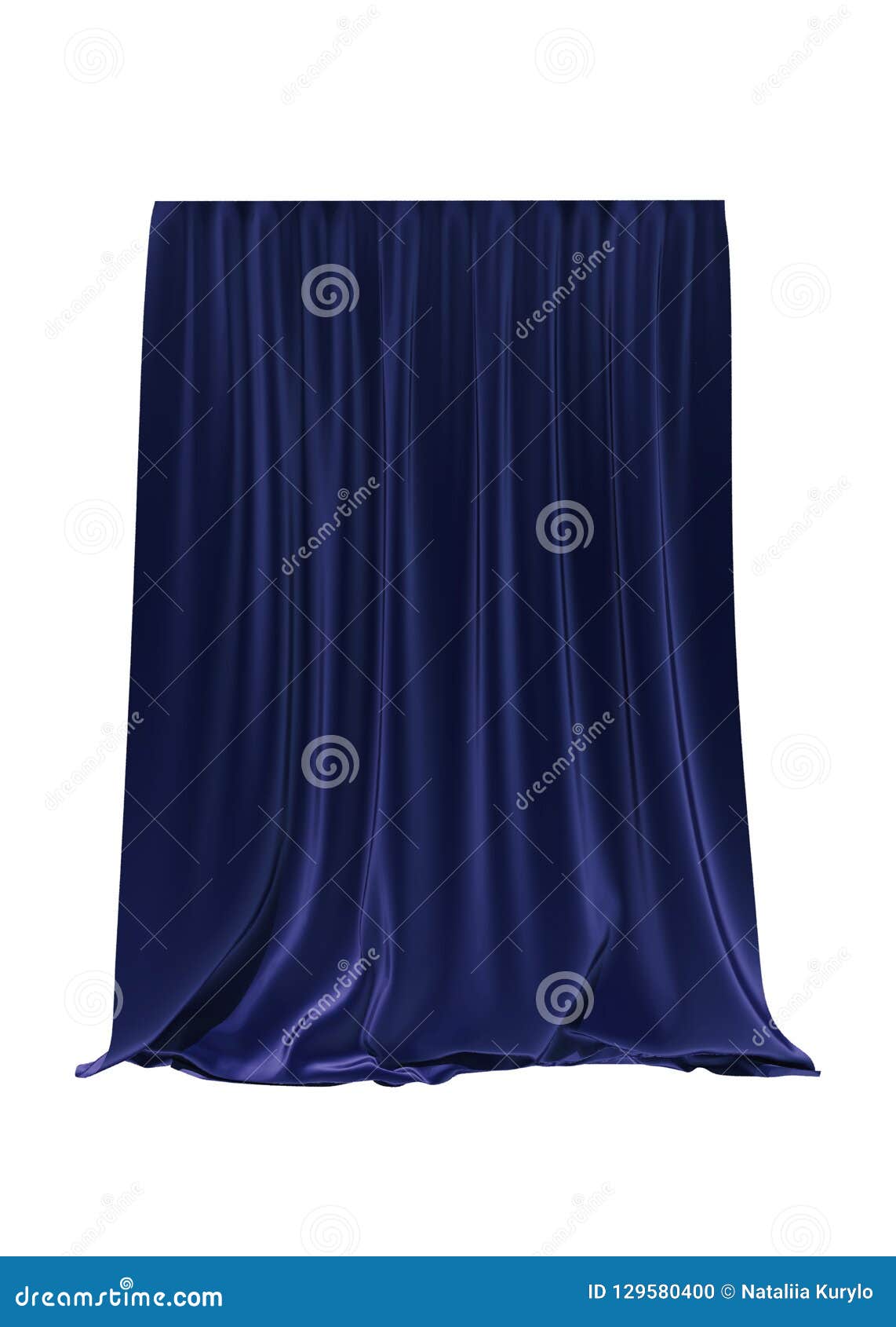 Blue Silk Curtain Isolated on White Background. 3d Render Stock ...