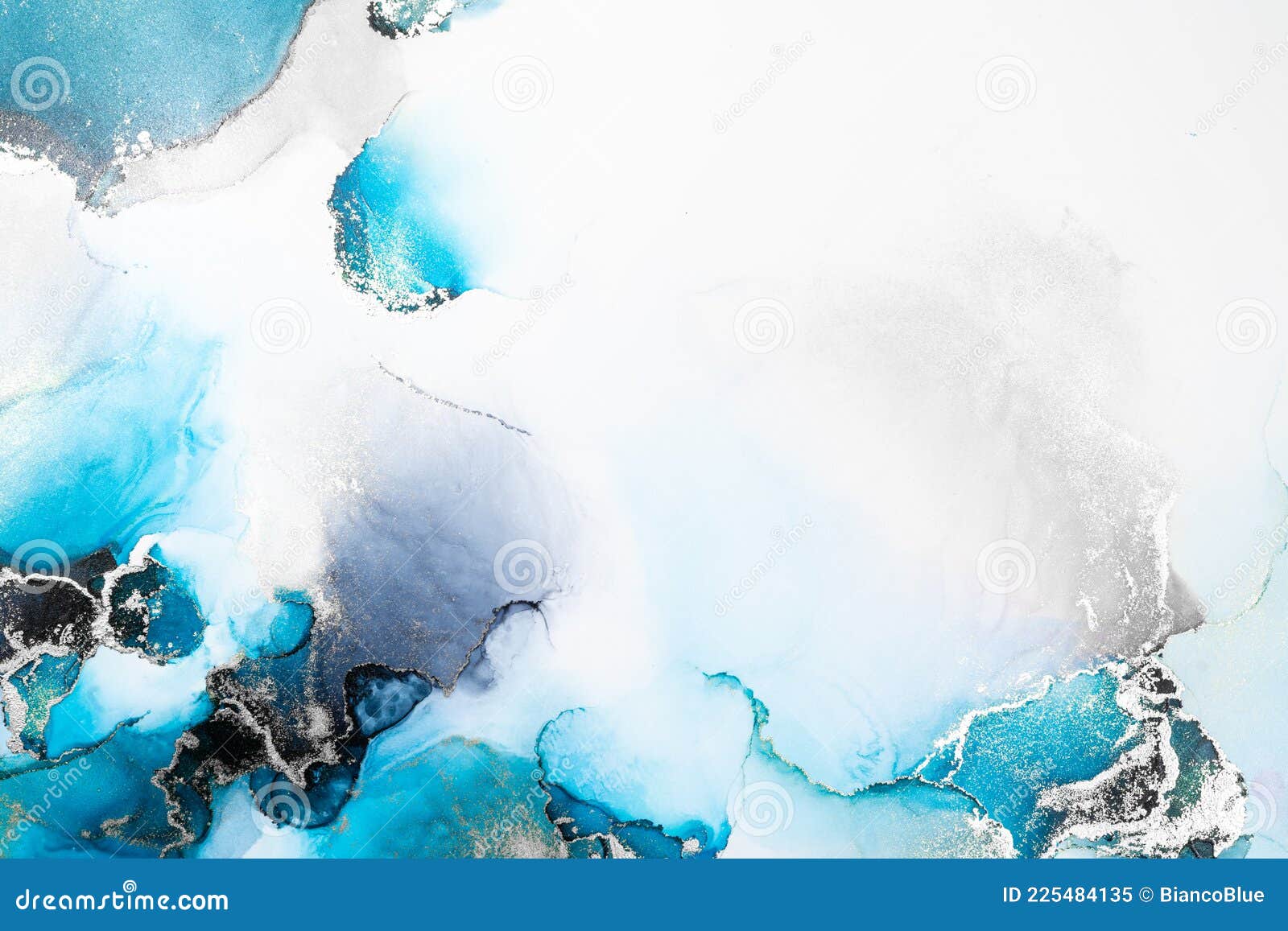 Blue Silver Abstract Background of Marble Liquid Ink Art Painting on Paper  . Stock Illustration - Illustration of wallpaper, paint: 229125140