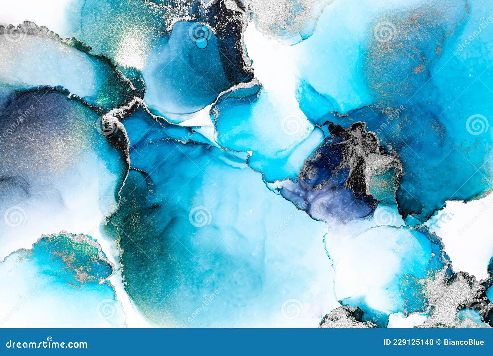 Blue Silver Abstract Background of Marble Liquid Ink Art Painting on Paper  . Stock Illustration - Illustration of wallpaper, paint: 229125140