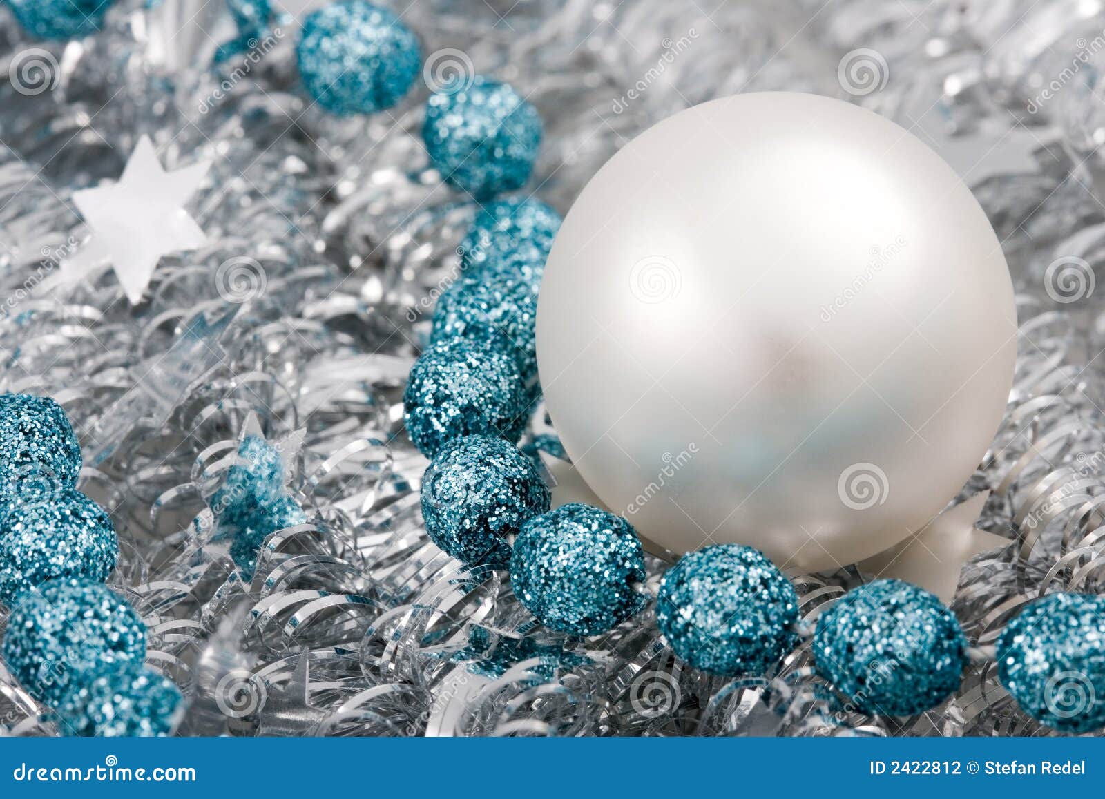 Blue and Silver Christmas Ball Stock Photo - Image of emblazonment ...