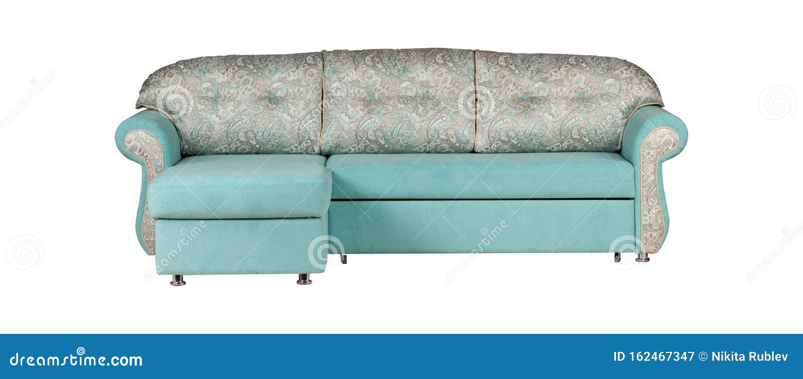Blue and Silver Sofa Isolated Stock Image Image of furnishing
