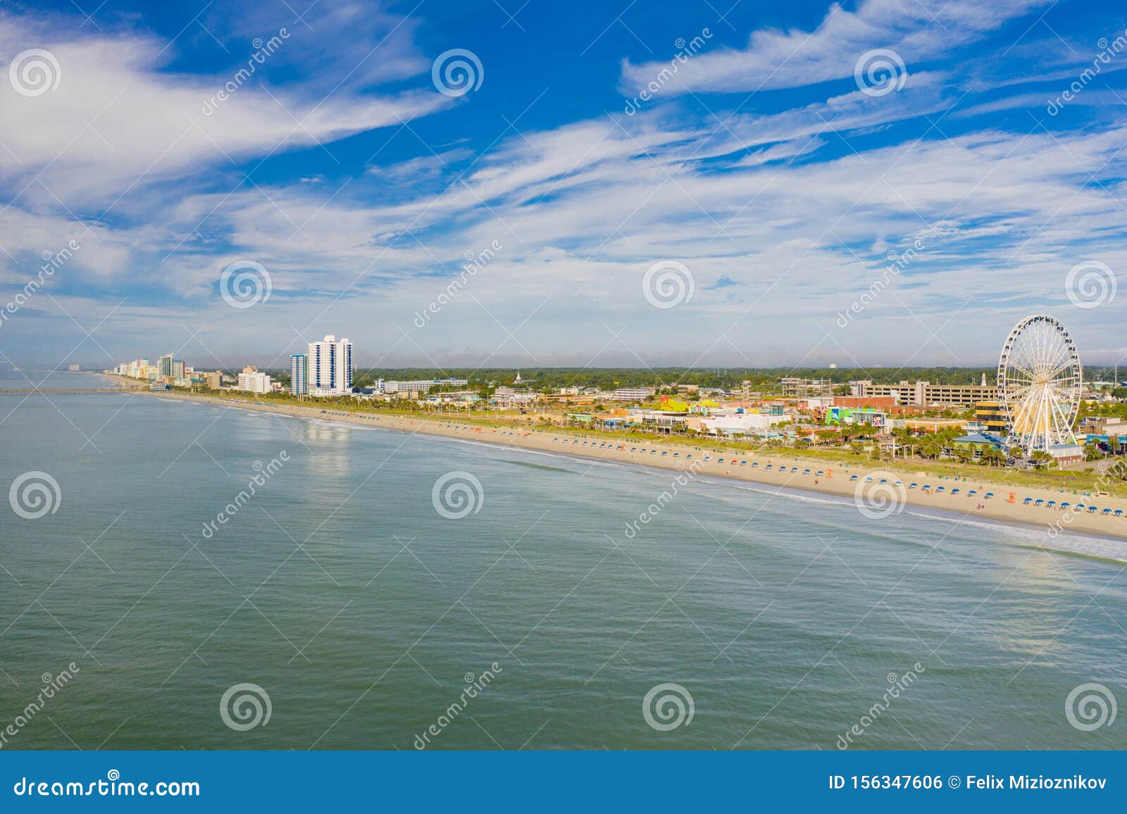 Blue Skies Over Myrtle Beach SC Stock Photo Image of building
