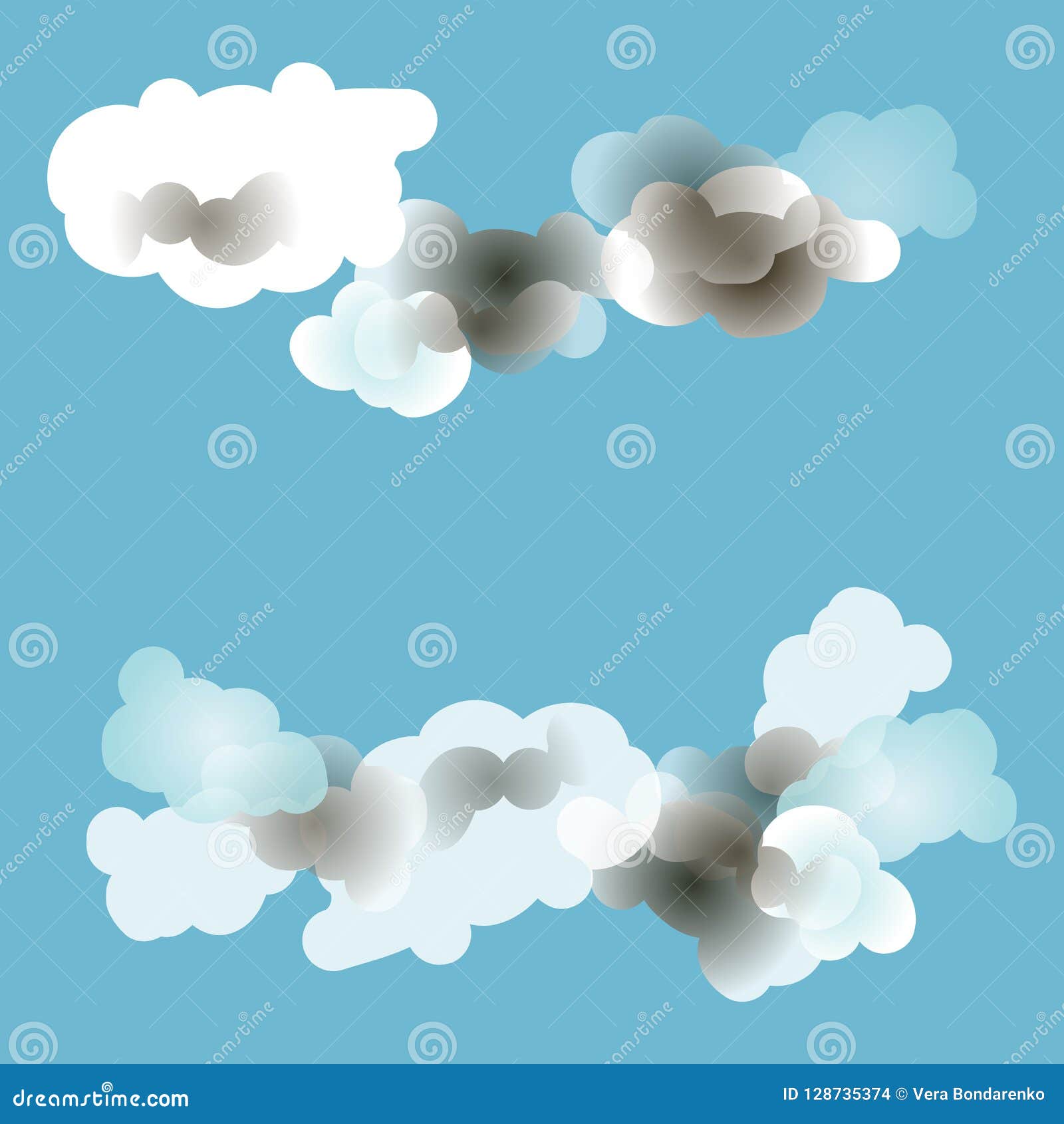 Blue Sky Background with Various Cartoon Clouds Stock Vector - Illustration  of concept, design: 128735374