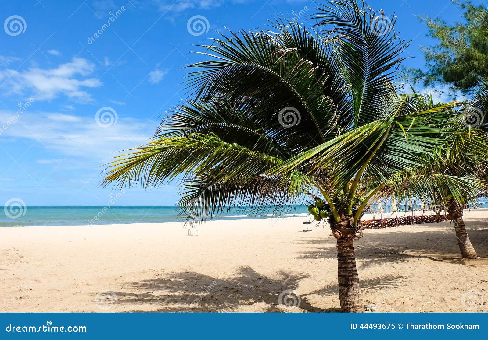 Blue sky beach Cha-am petchaburi Thailand.