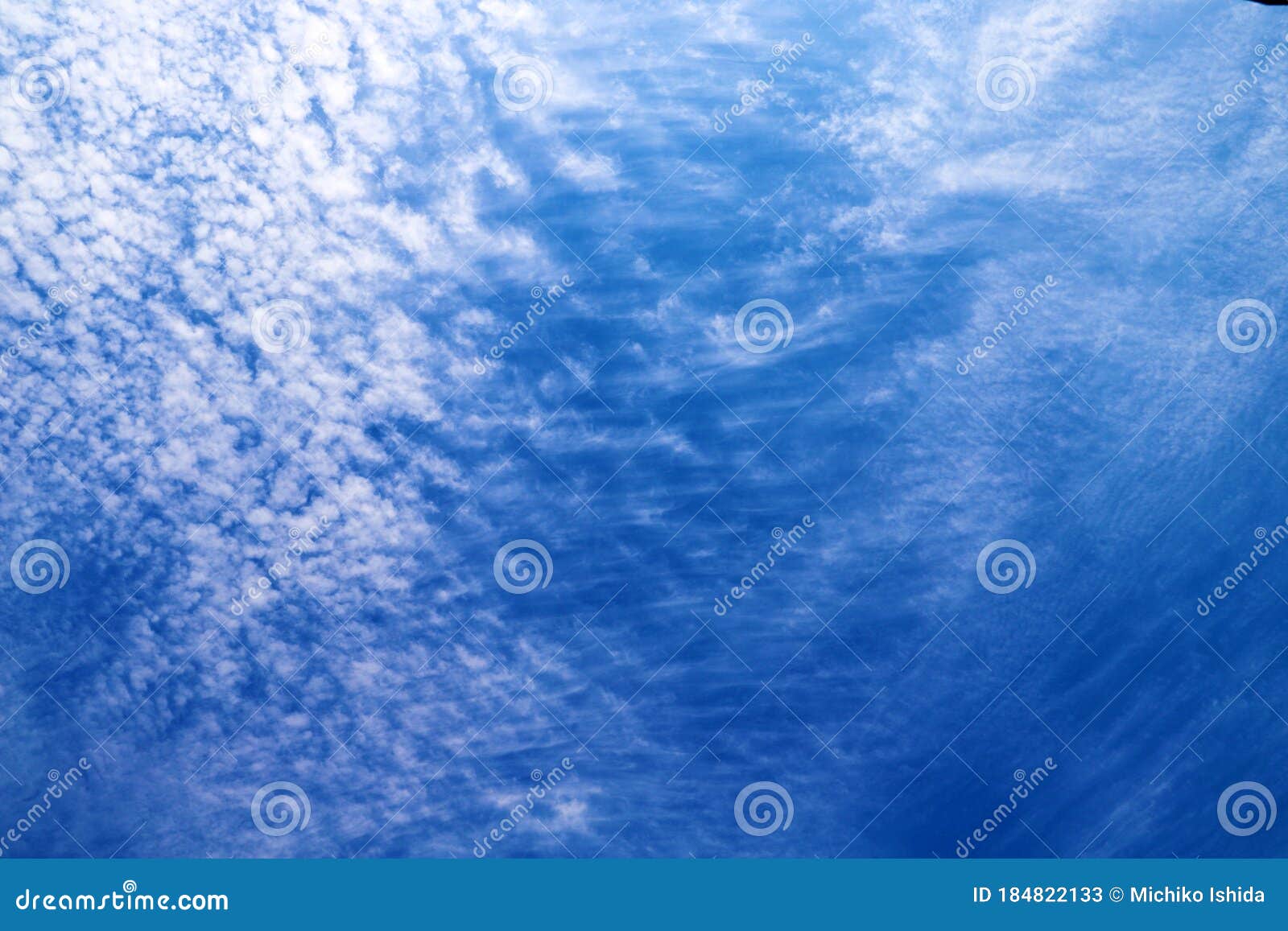 blue sky and cirrocumulus and cirrus clouds, background 