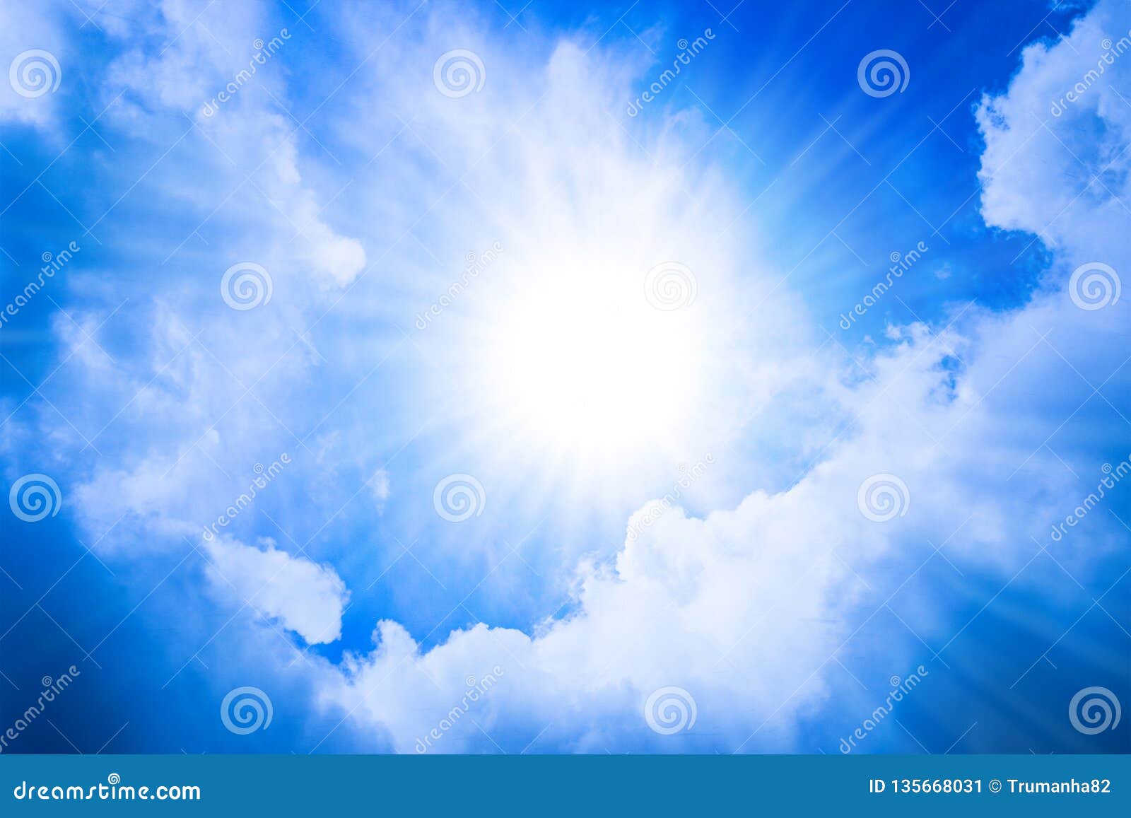 bright sun in blue sky