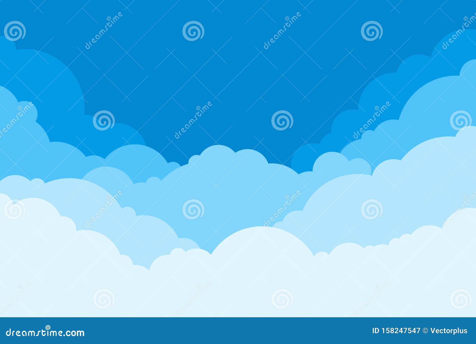 Blue Sky with Clouds. Cartoon Background. Bright Illustration for Design.  Kids Cloud Background Stock Vector - Illustration of dream, bright:  158247547