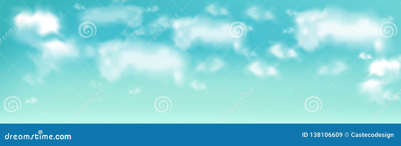 Blue Sky with Clouds Vector Realistic. Beautiful Banner Templates Stock
