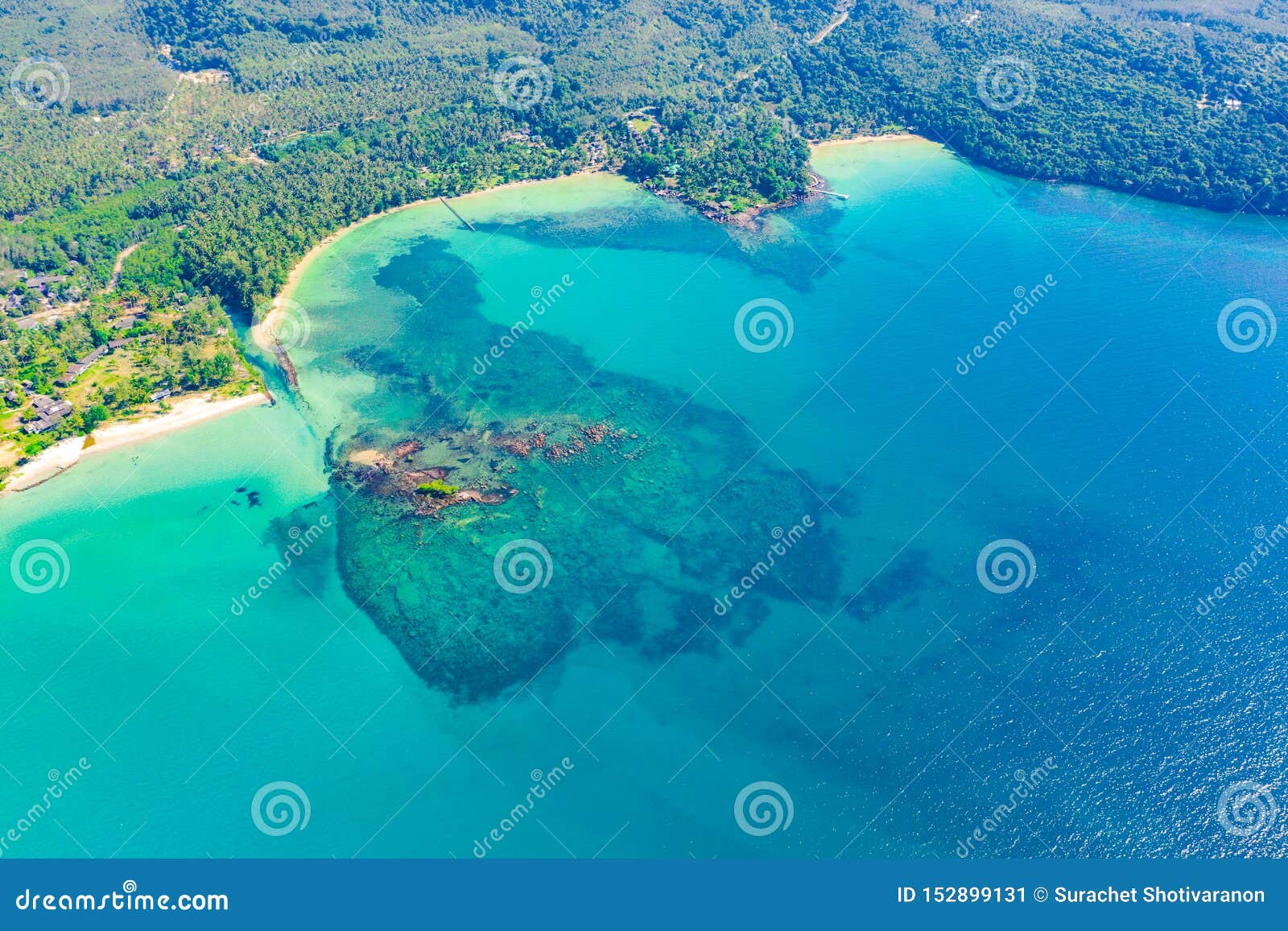 blue sky and turqouise sea ocean at koh kood east of thailand island