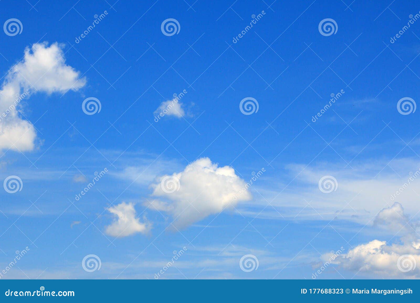 Blue Sky With White Clouds. Clear Sky And Cloud Pattern. Only Dramatic
