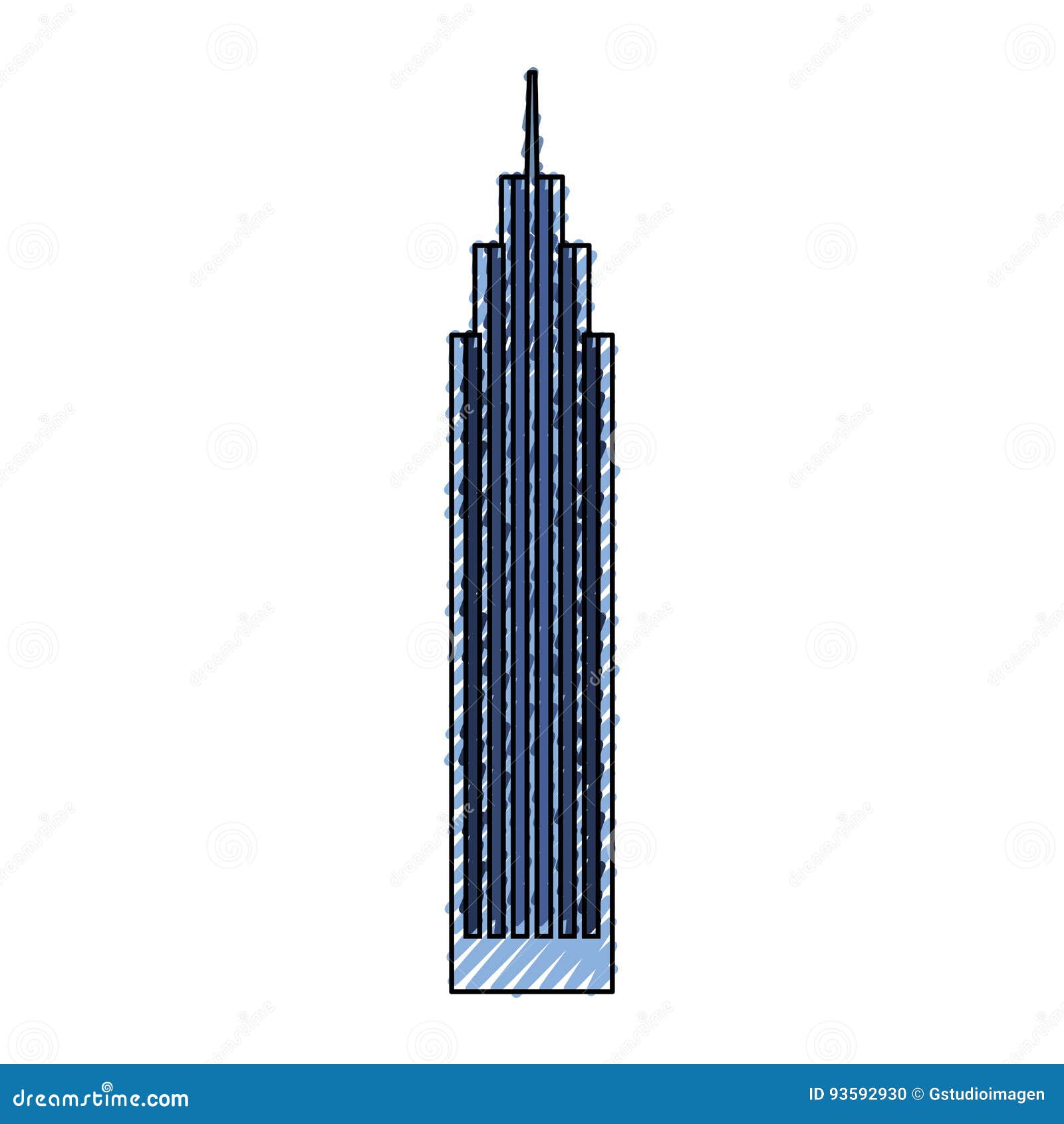 Blue skyscraper cartoon stock vector. Illustration of futuristic - 93592930