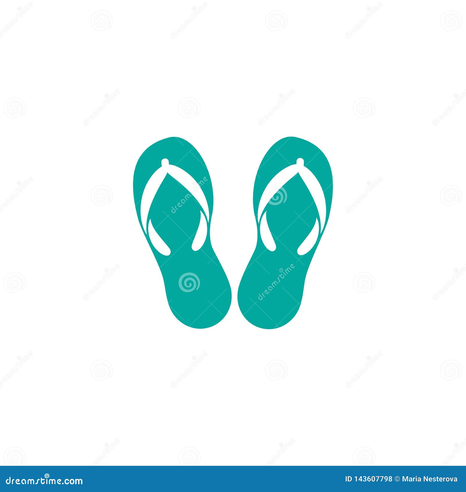 Blue Slippers. Pair of Flip Flops, Summer Time Vacation Attribute ...