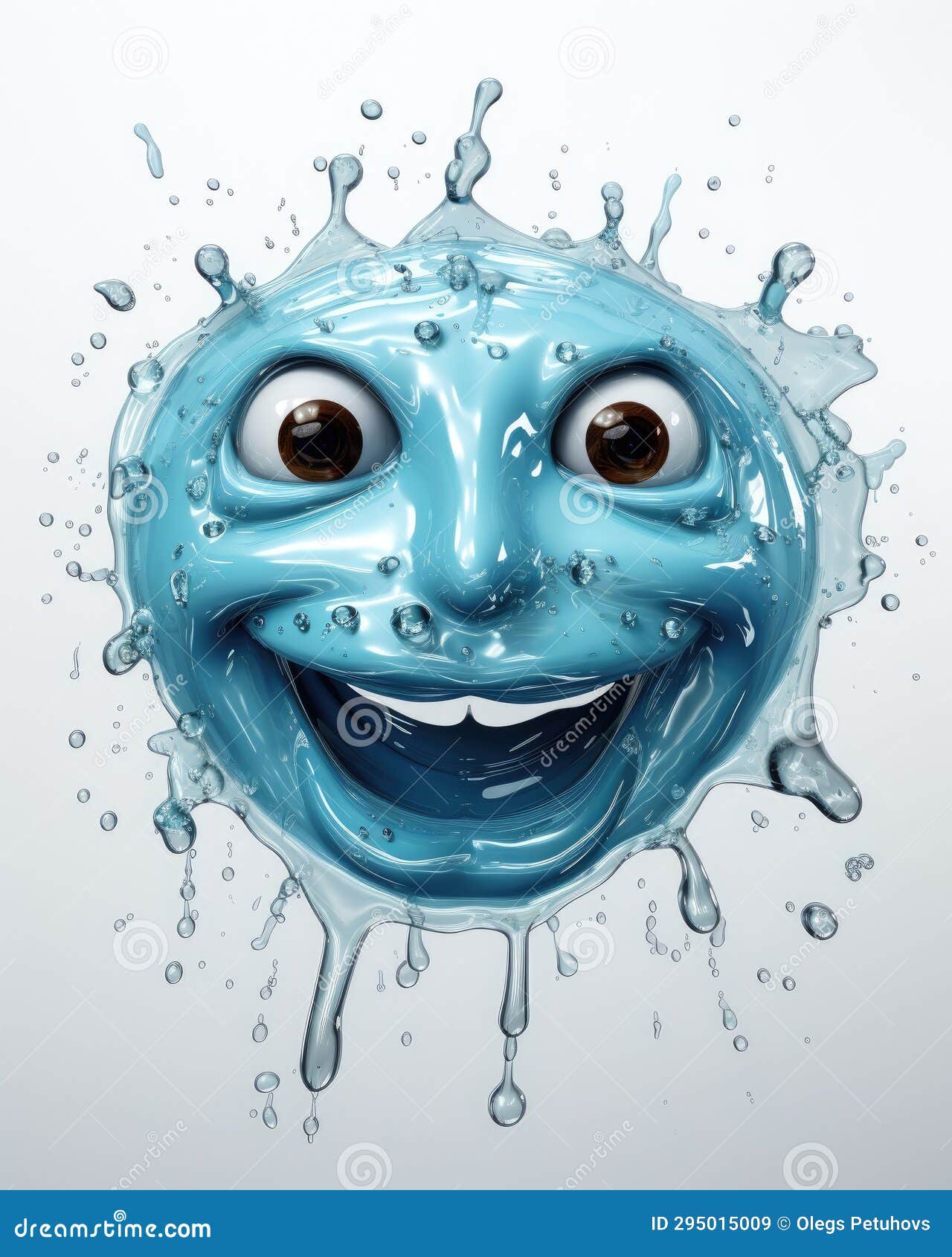 A Blue Smiley Face with Water Droplets on it S Face. Generative Ai