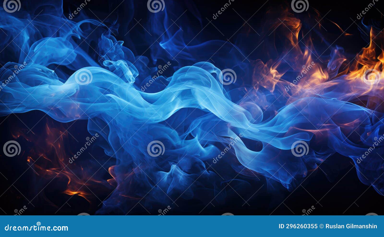 Blue Smoke Abstract on Black Background Stock Image Image of paint, color 296260355