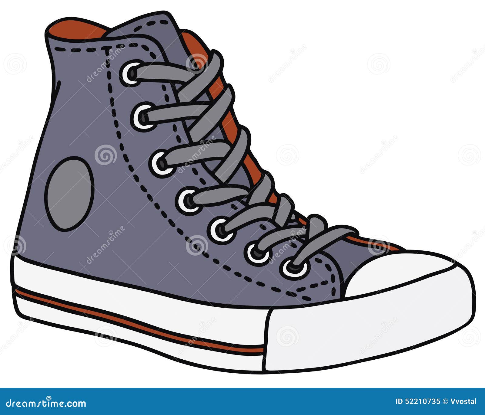 Blue sneaker stock vector. Illustration of cartoon, lace - 52210735