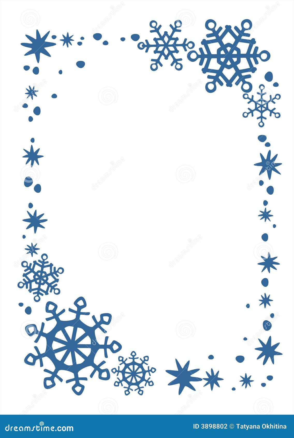 Blue Snow And Stars Border Vector Illustration | CartoonDealer.com #3898802