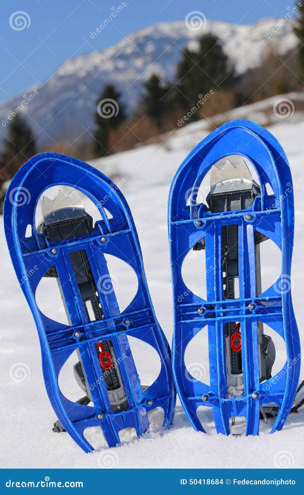 BLUE Snowshoes in the Mountain Stock Photo Image of travel, hiking