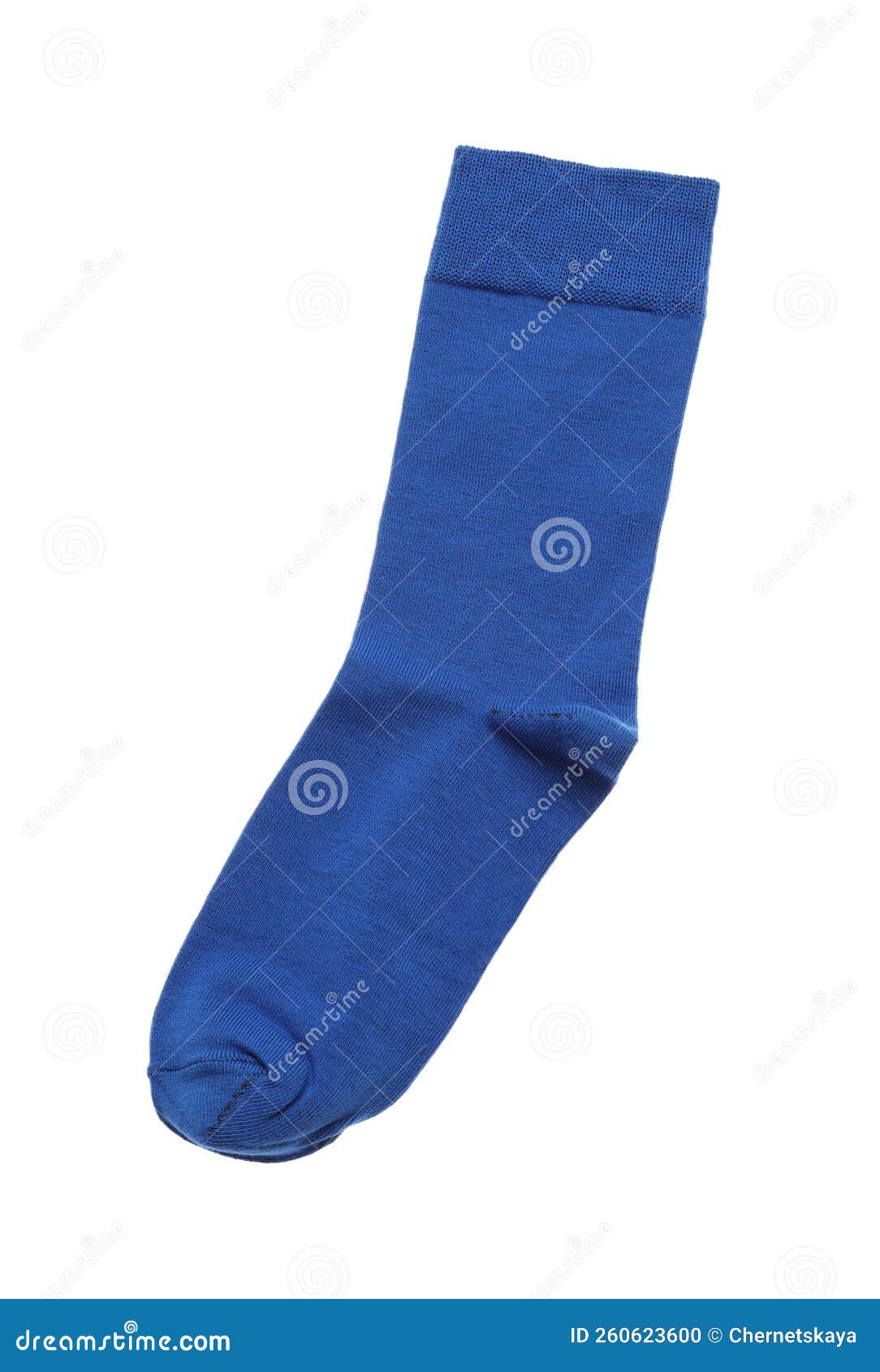 Blue Sock Isolated on White, Top View Stock Photo Image of polyester