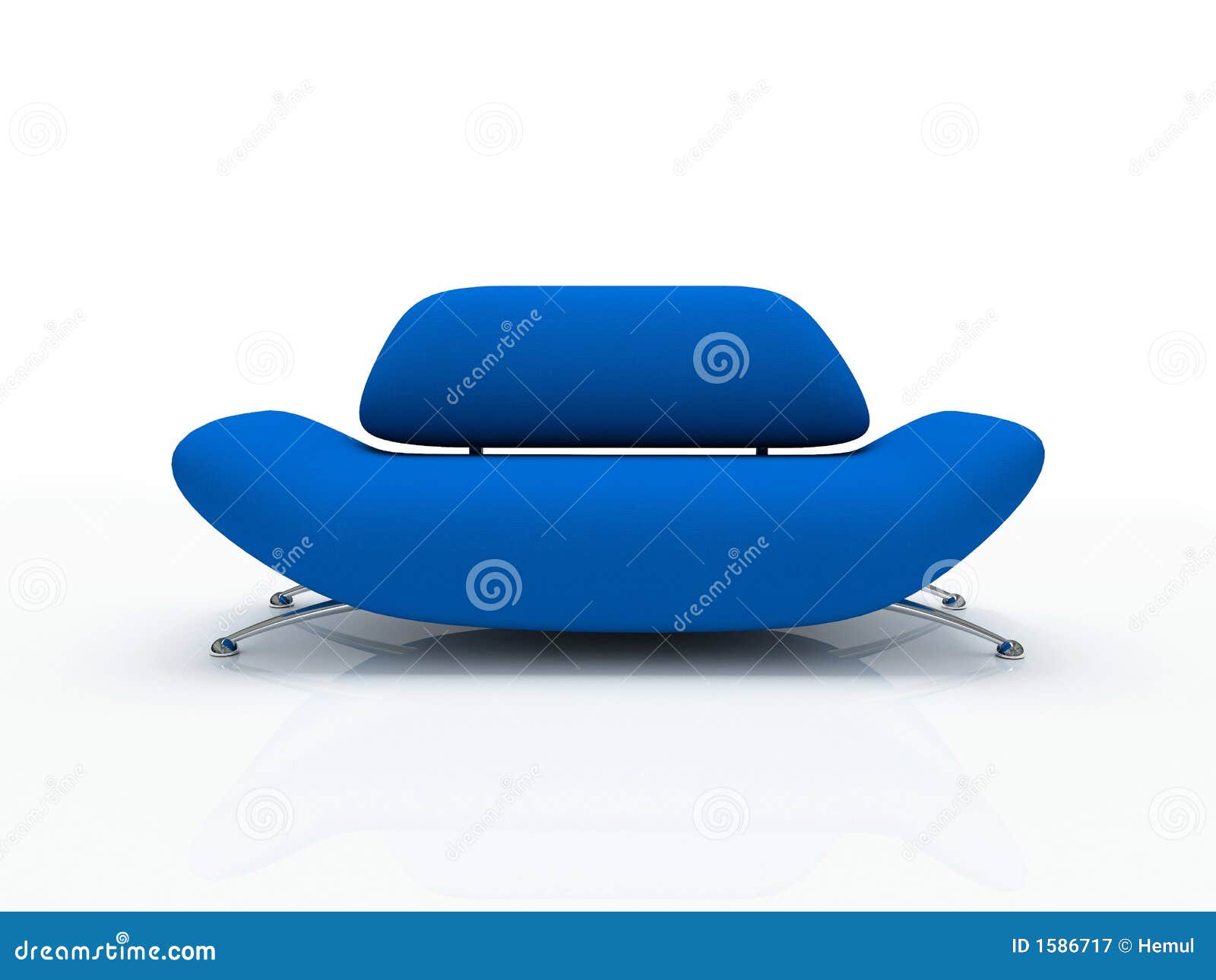 blue sofa on white background insulated