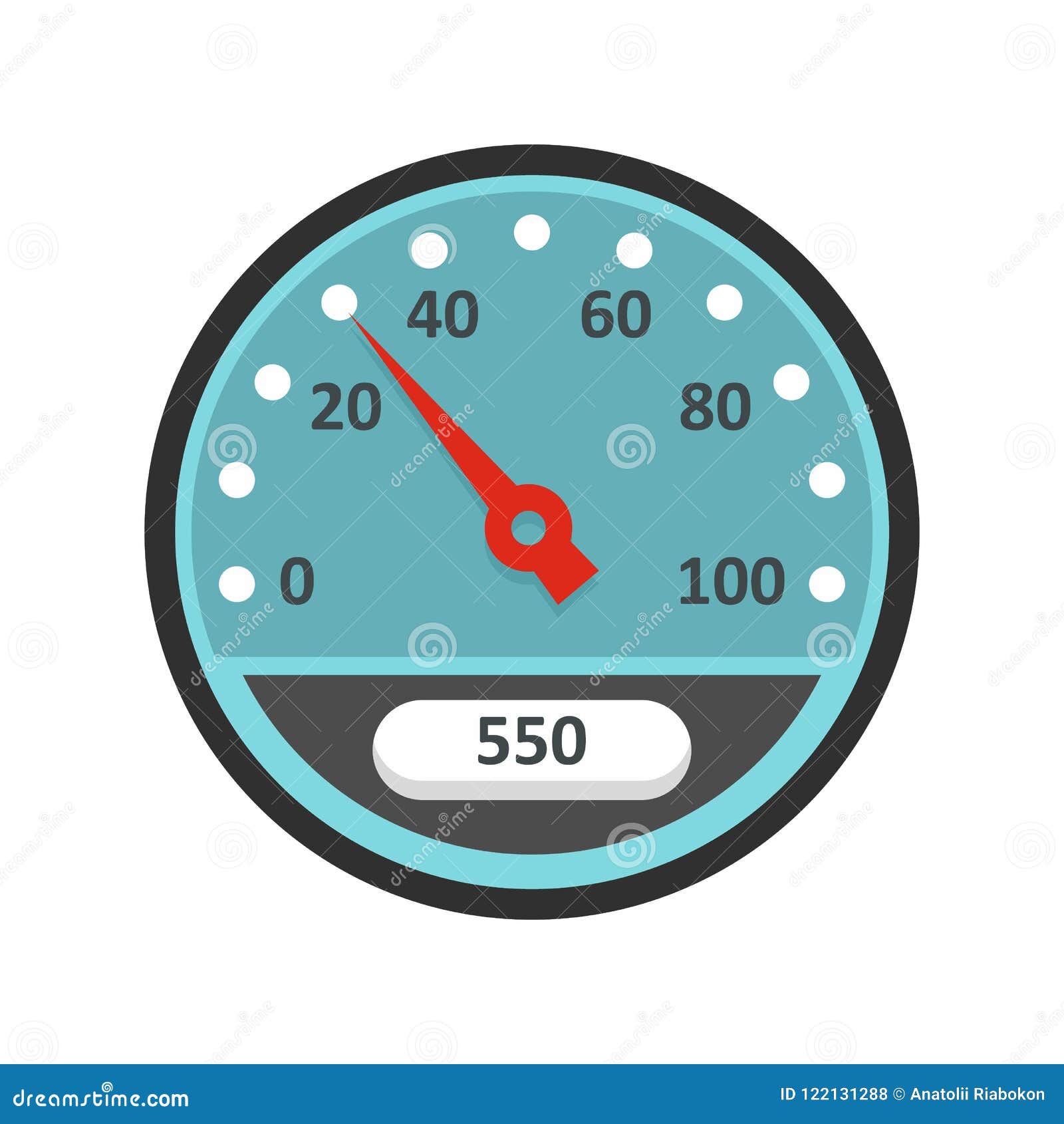 Blue Speedometer Icon, Flat Style Stock Vector Illustration of