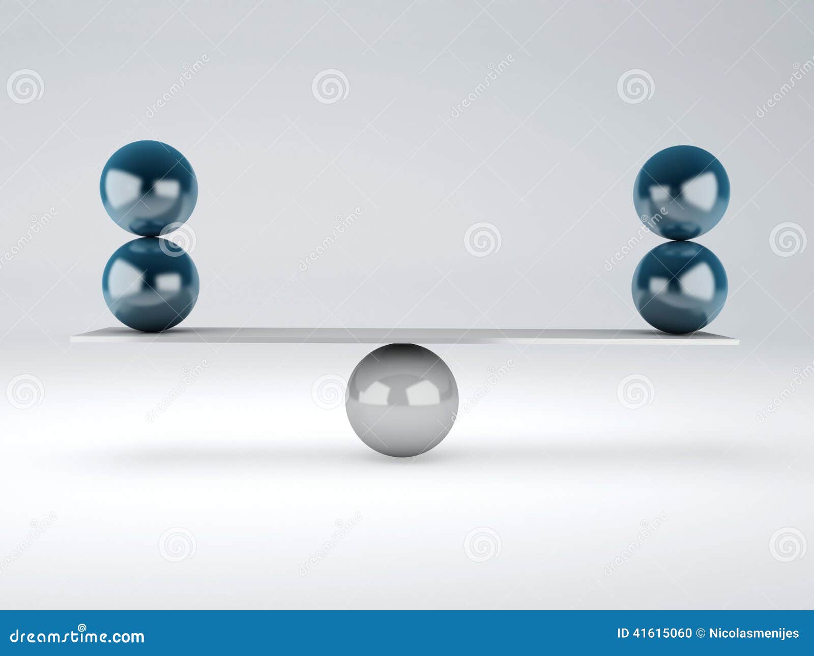 Blue Spheres in Equilibrium. Balance Concept Stock Illustration ...