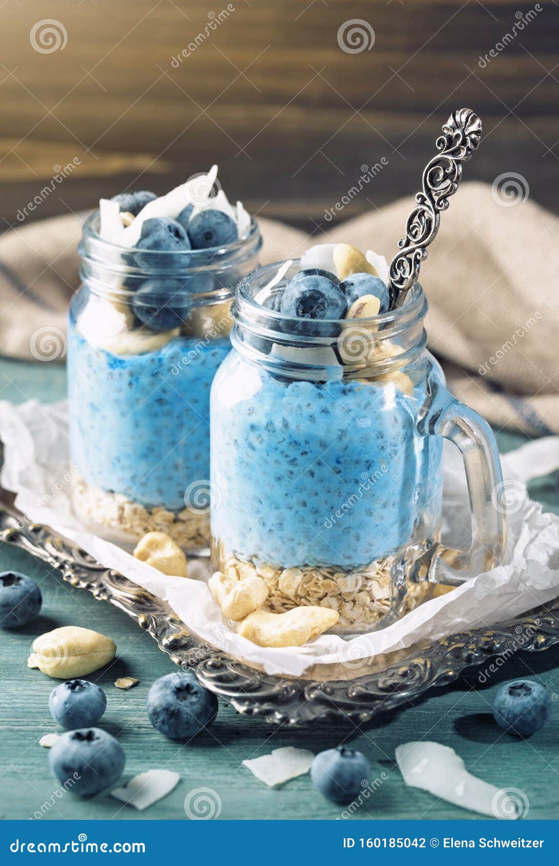 Blue Spirulina Chia Pudding Stock Photo Image of oats, smoothie