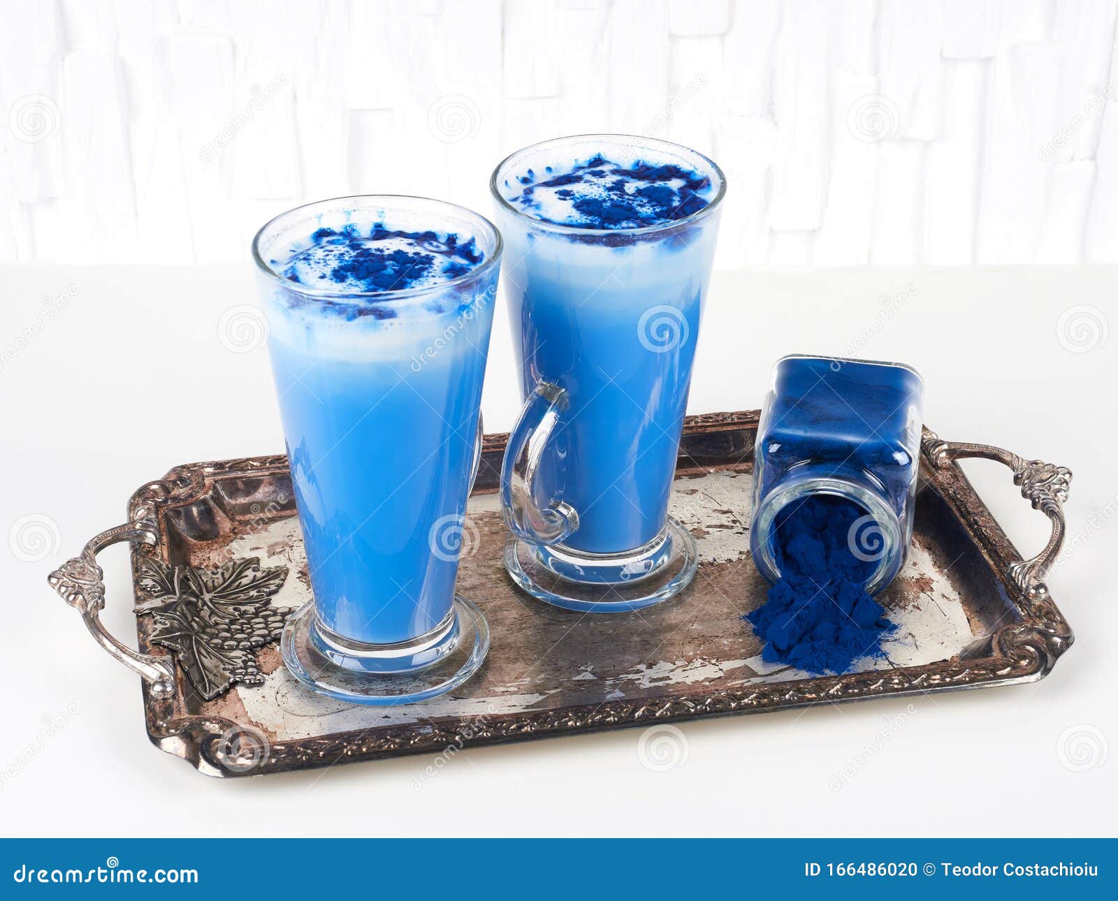 Blue Spirulina Latte on White Background Stock Photo Image of