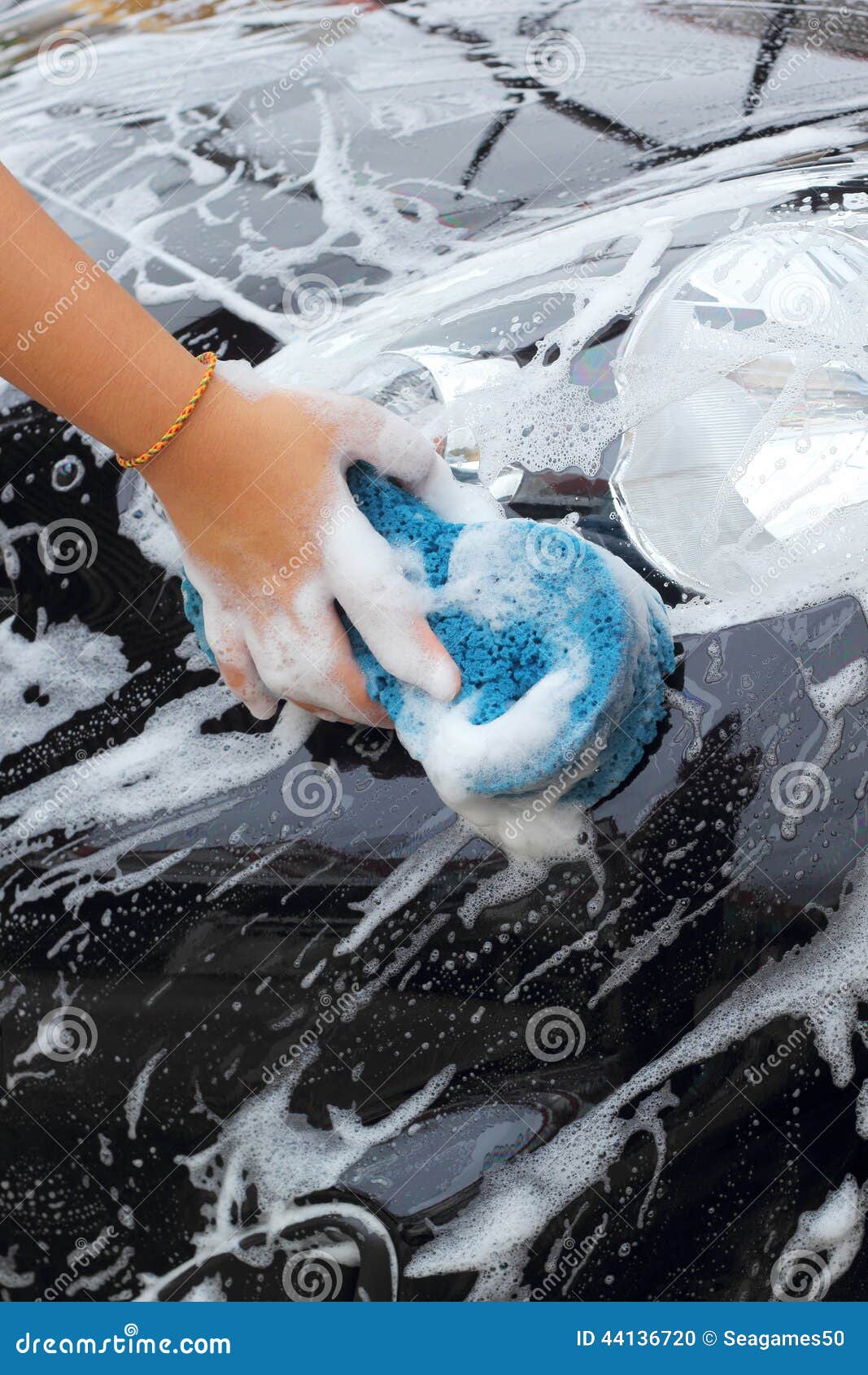 Blue Sponge the Car for Washing Stock Photo Image of industry