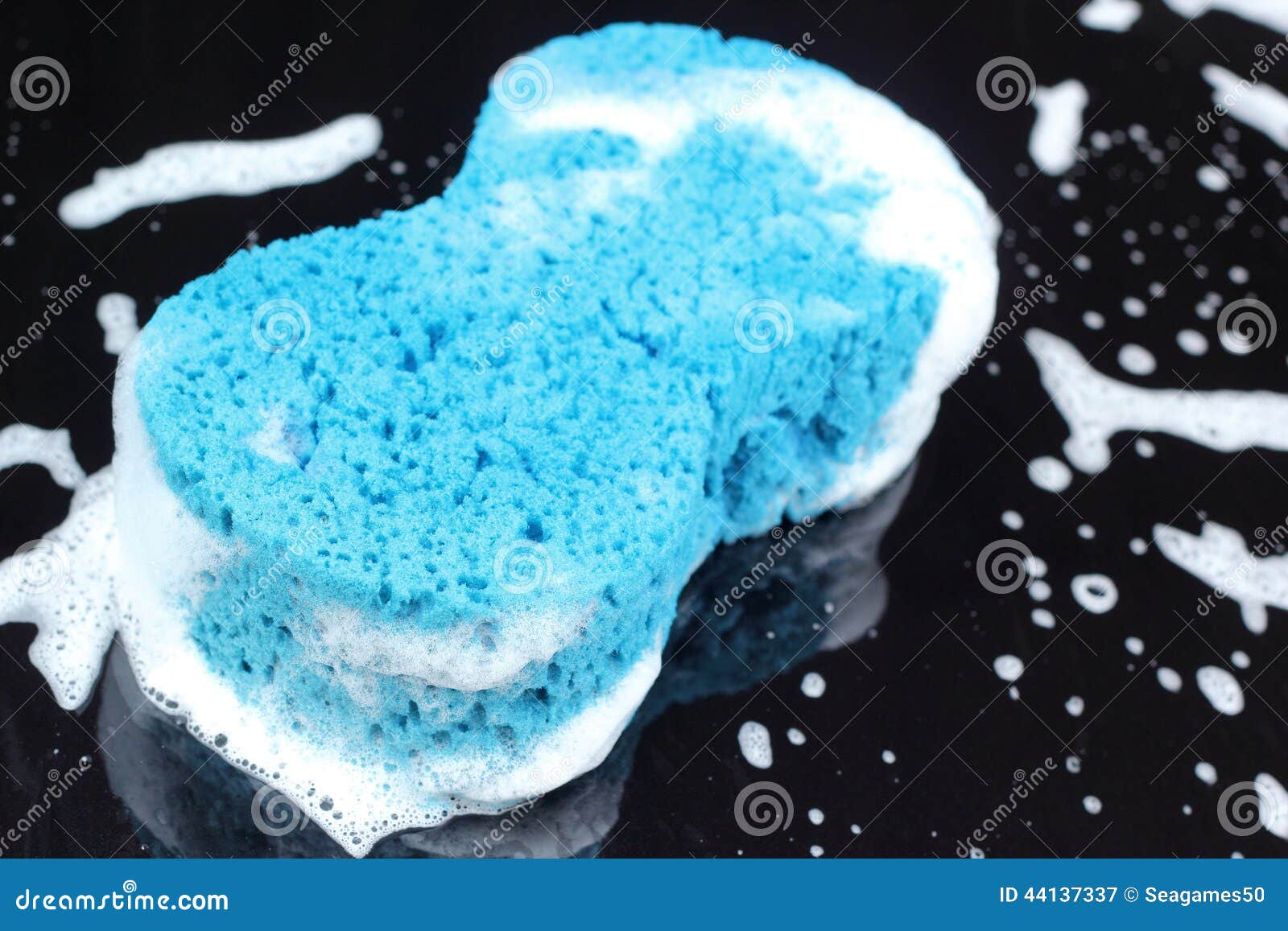 Blue Sponge the Car for Washing Stock Image Image of foam, station