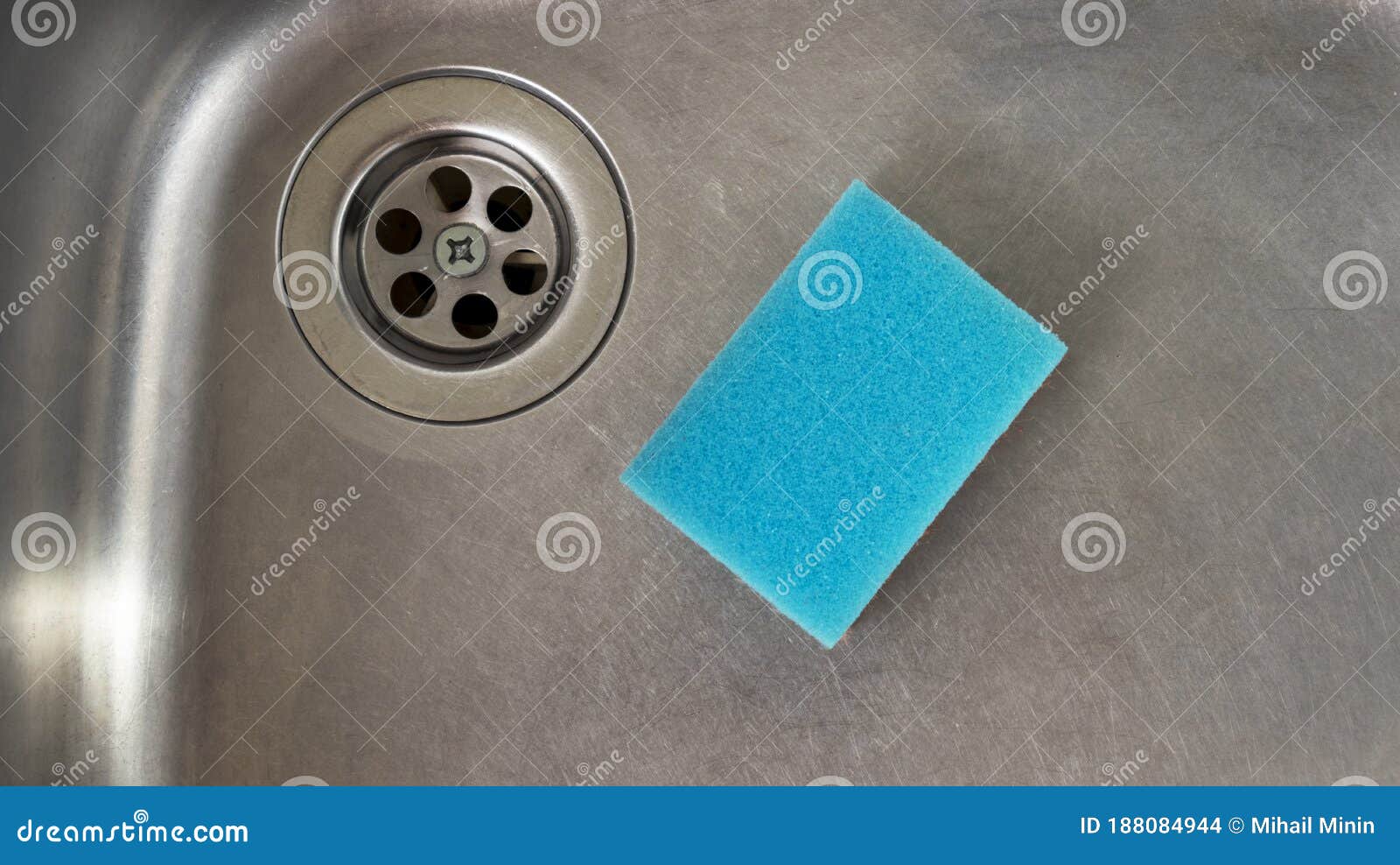 Blue Sponge for Washing Dishes in the Sink Stock Photo Image of blue