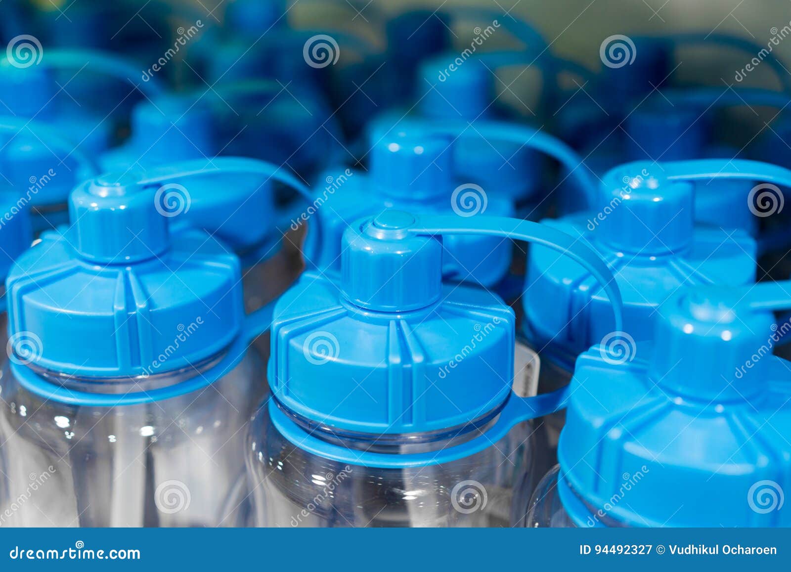 Blue Sport Drink Bottles with Safety Cap Stock Image Image of bottled