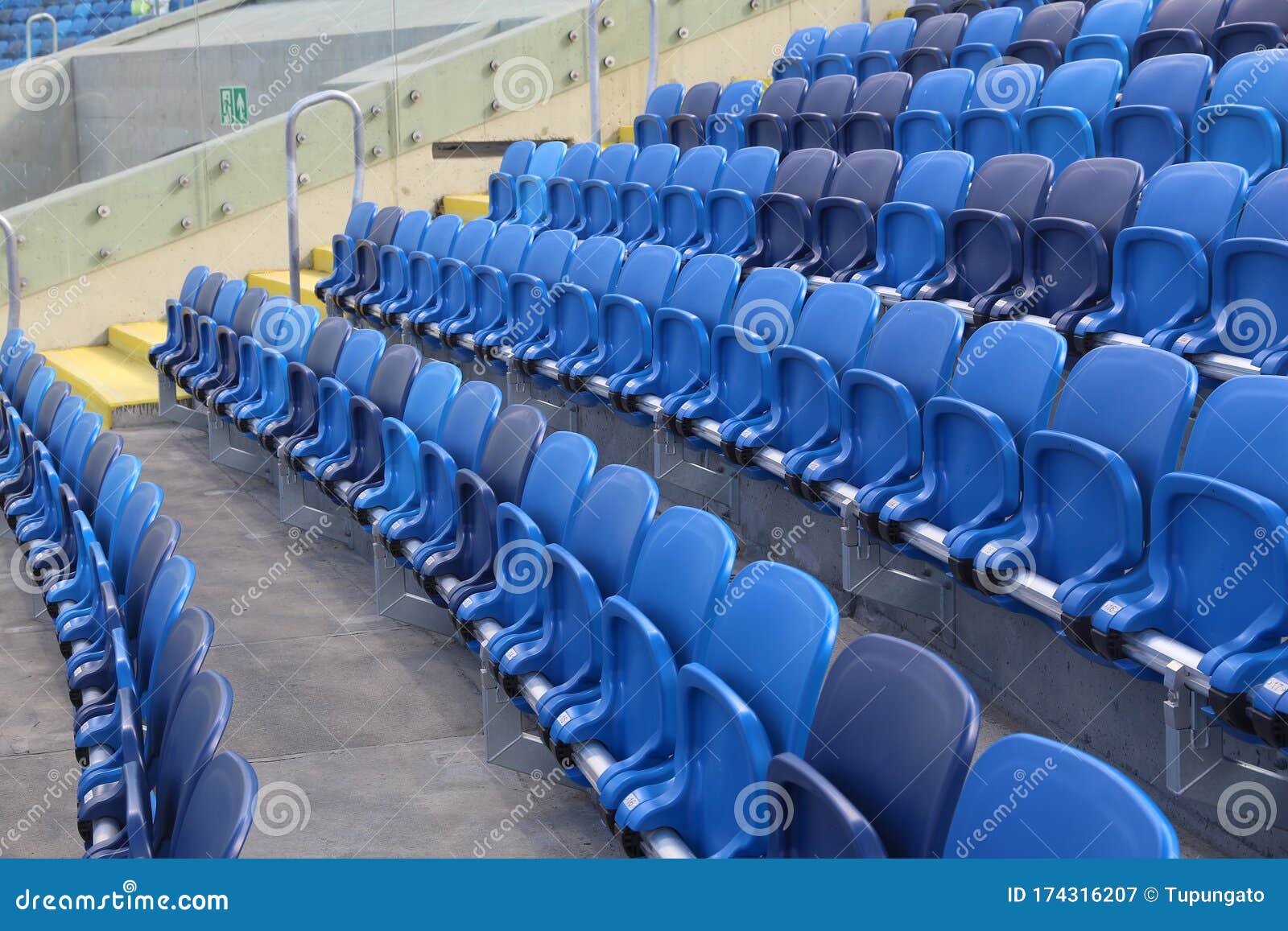 Blue stadium chairs stock image. Image of rows, auditorium 174316207