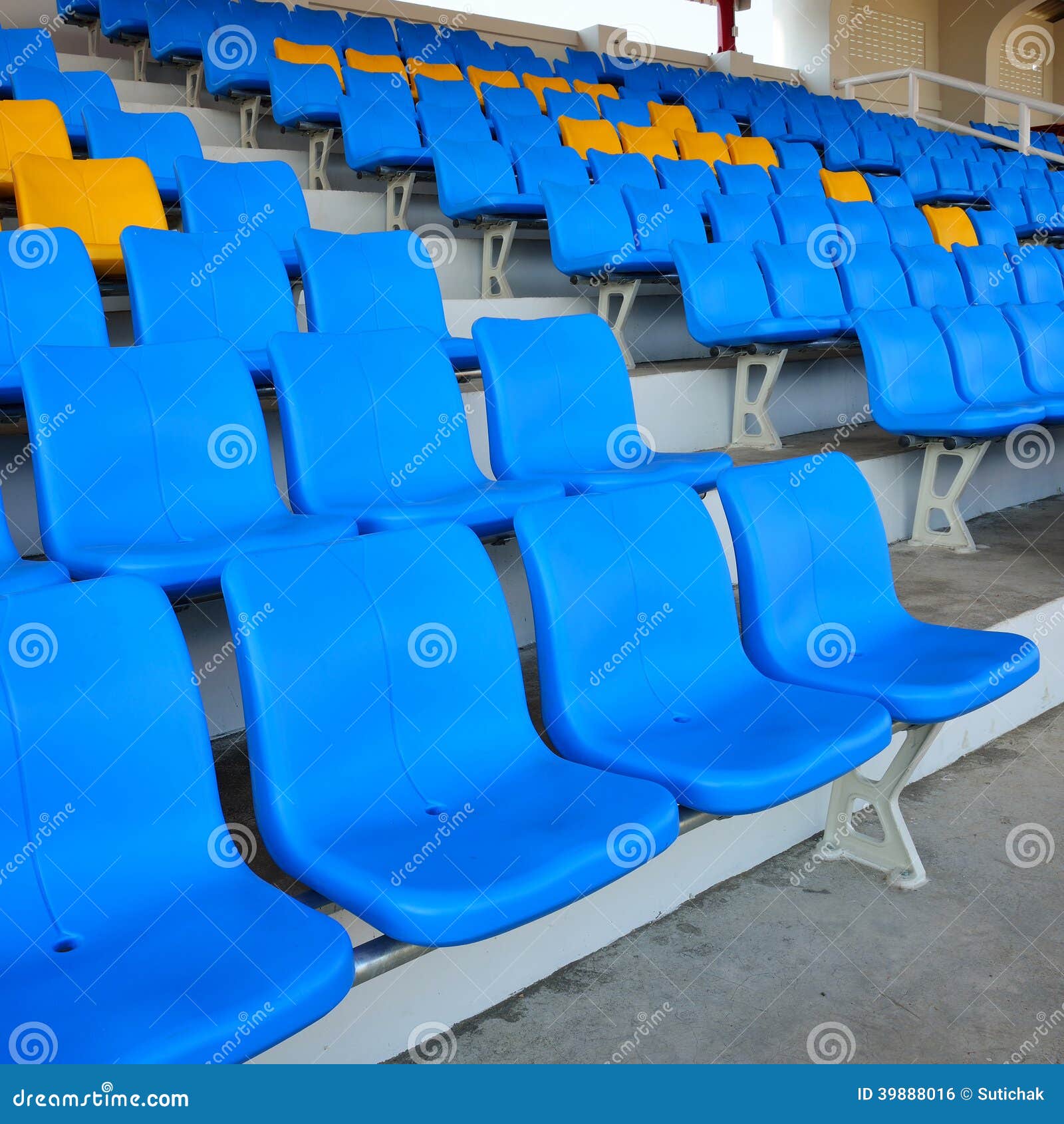 Blue stadium seats stock photo. Image of line, football 39888016