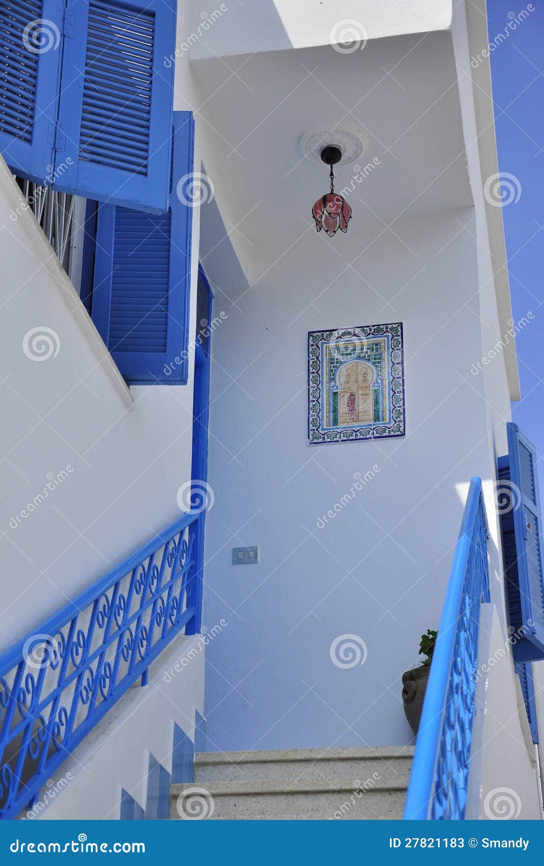 blue stairs in tunisia sidi bou said village