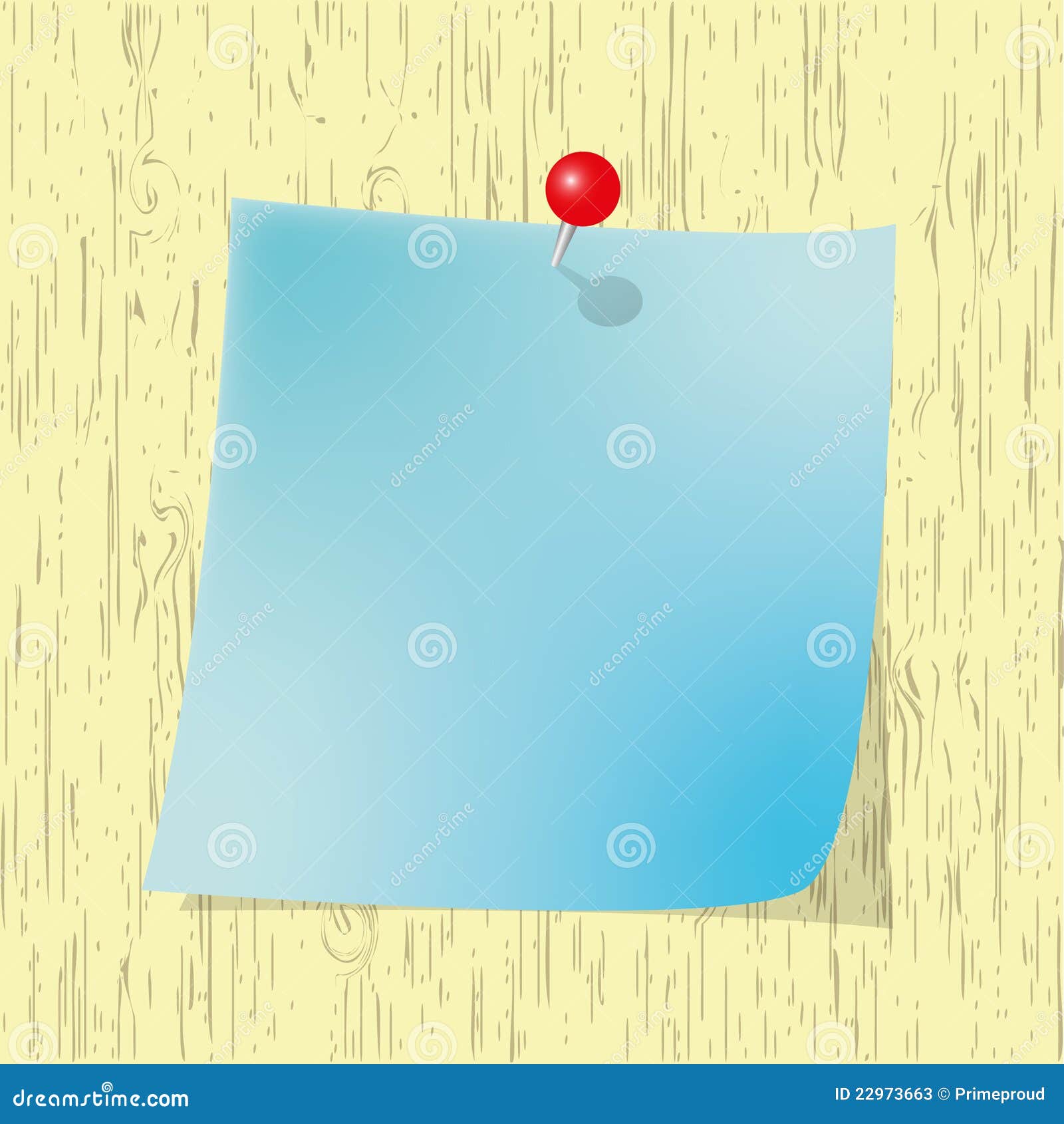 blue sticky note pad with red pin