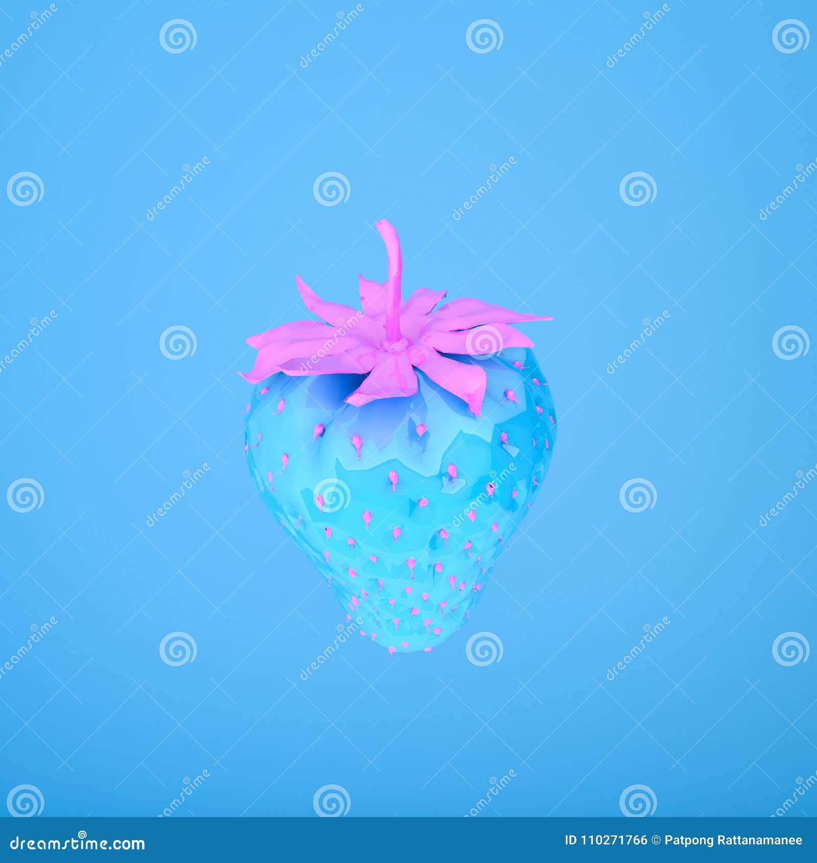 Blue Strawberry on a Blue Background,valentines Day, 3d Rendering. 3d  Illustration Stock Illustration - Illustration of fruit, abstract: 110271766